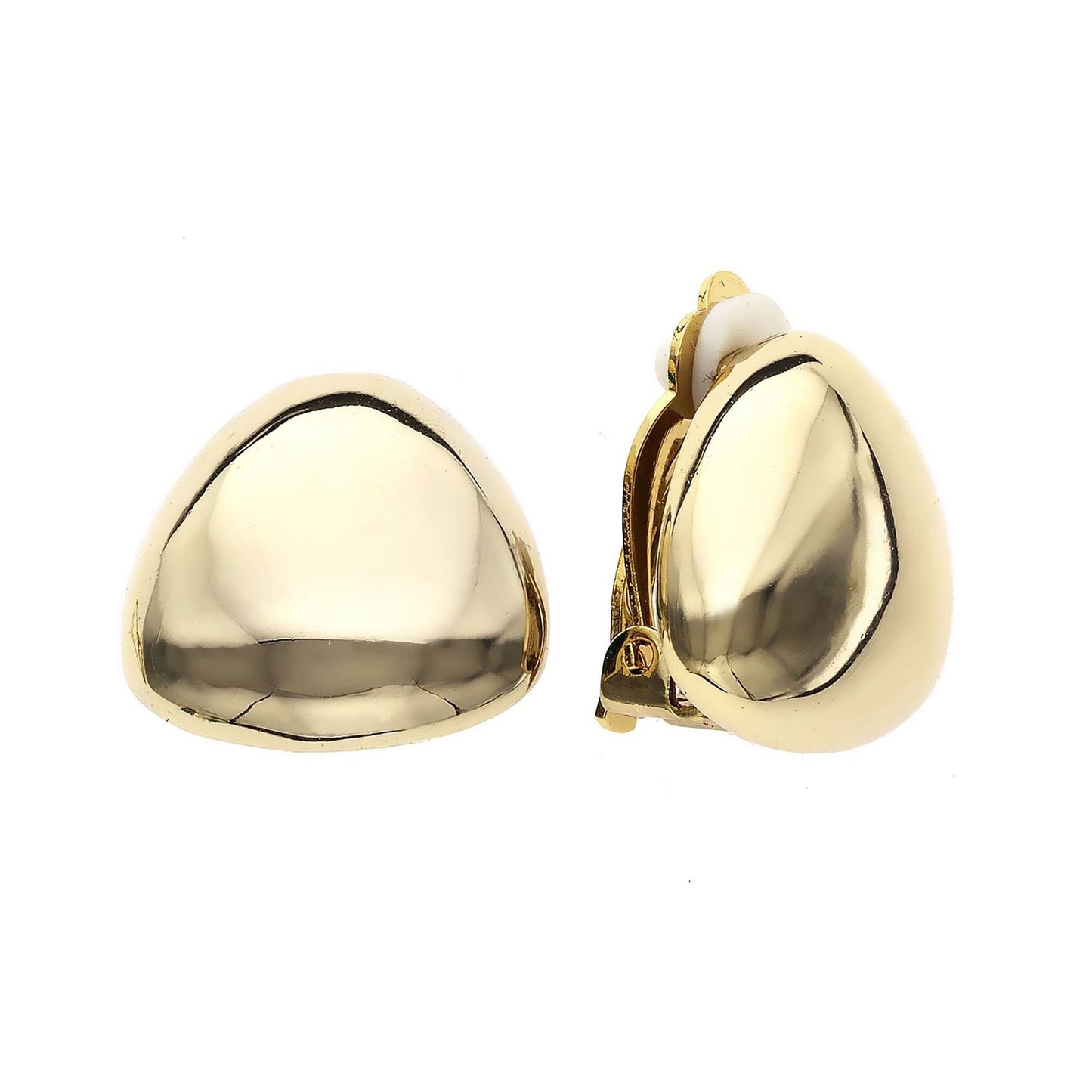 Curved Triangle Button Clip Back Earrings