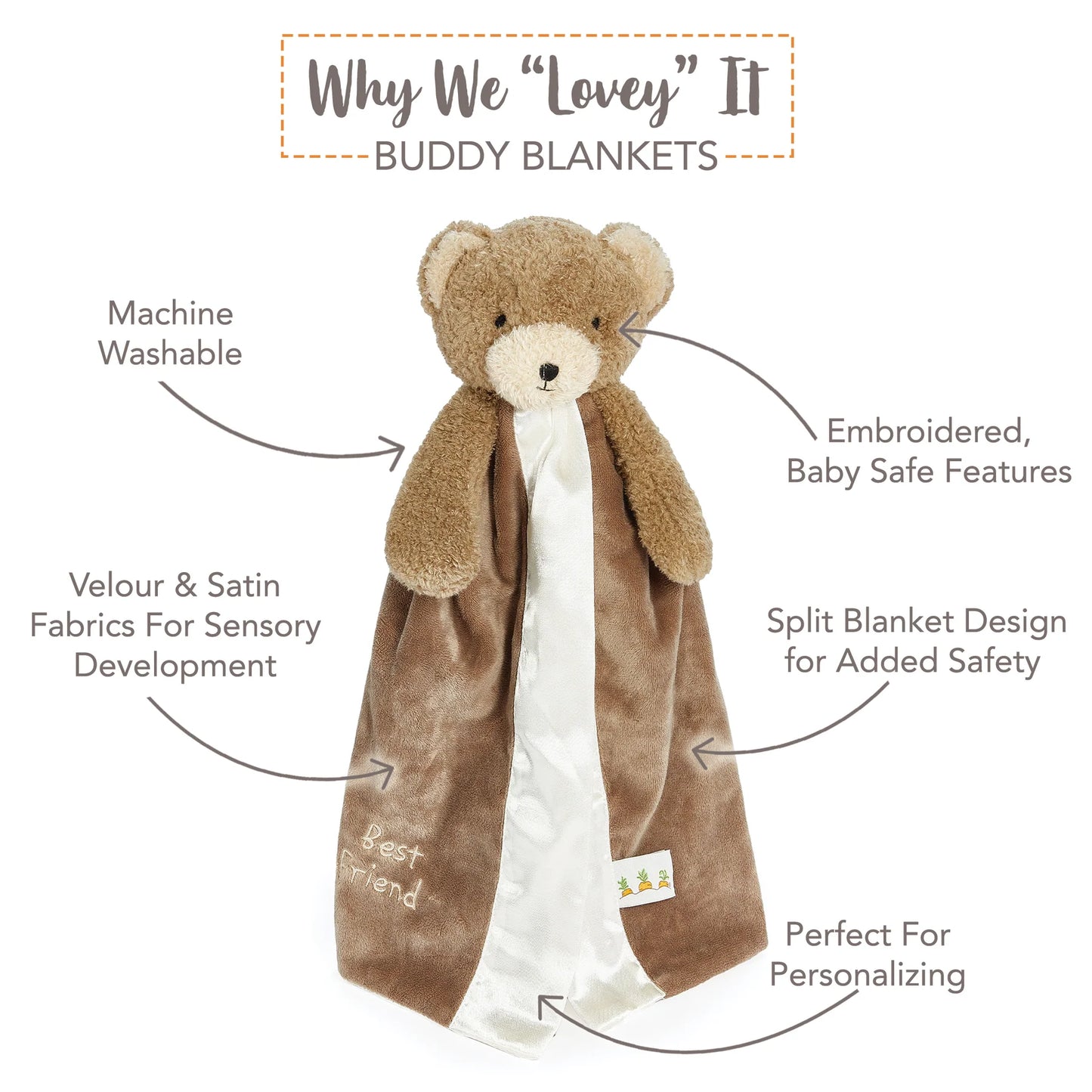 WHy we lovey it buddy blankets brown teddy bear