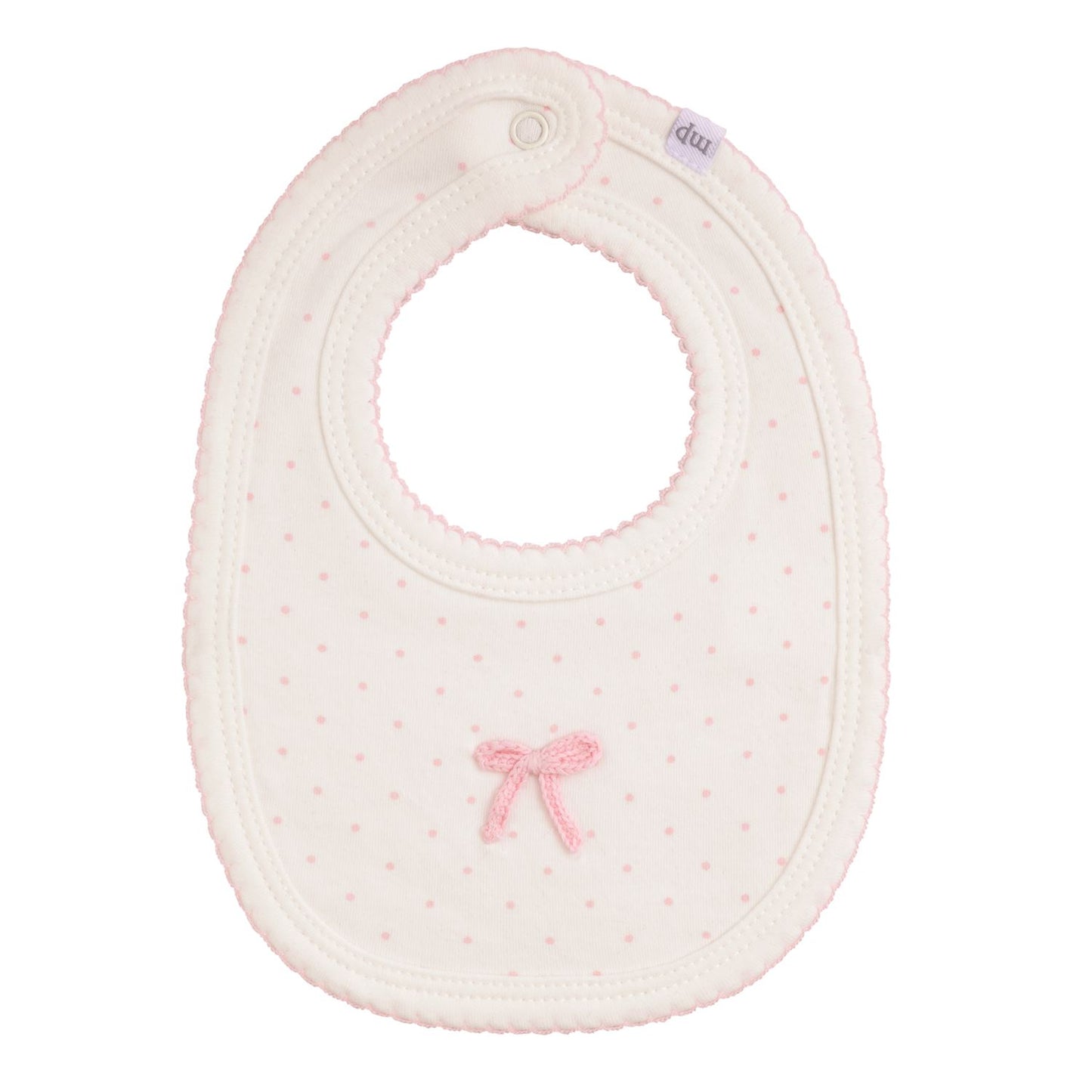 Mudpie Bib - Crochet Bow Pink Dots