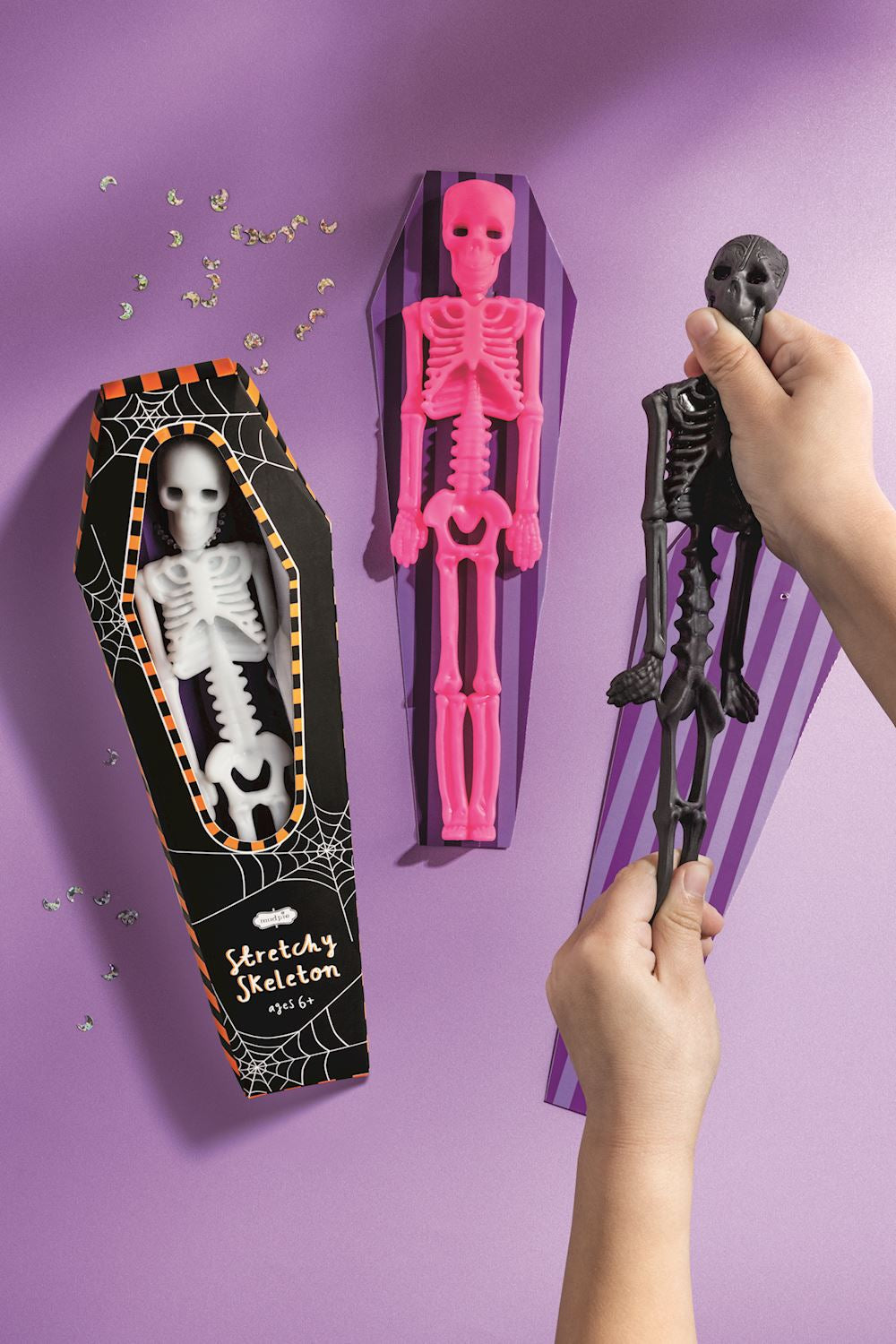 Mudpie Stretchy Coffin Skeleton Pink