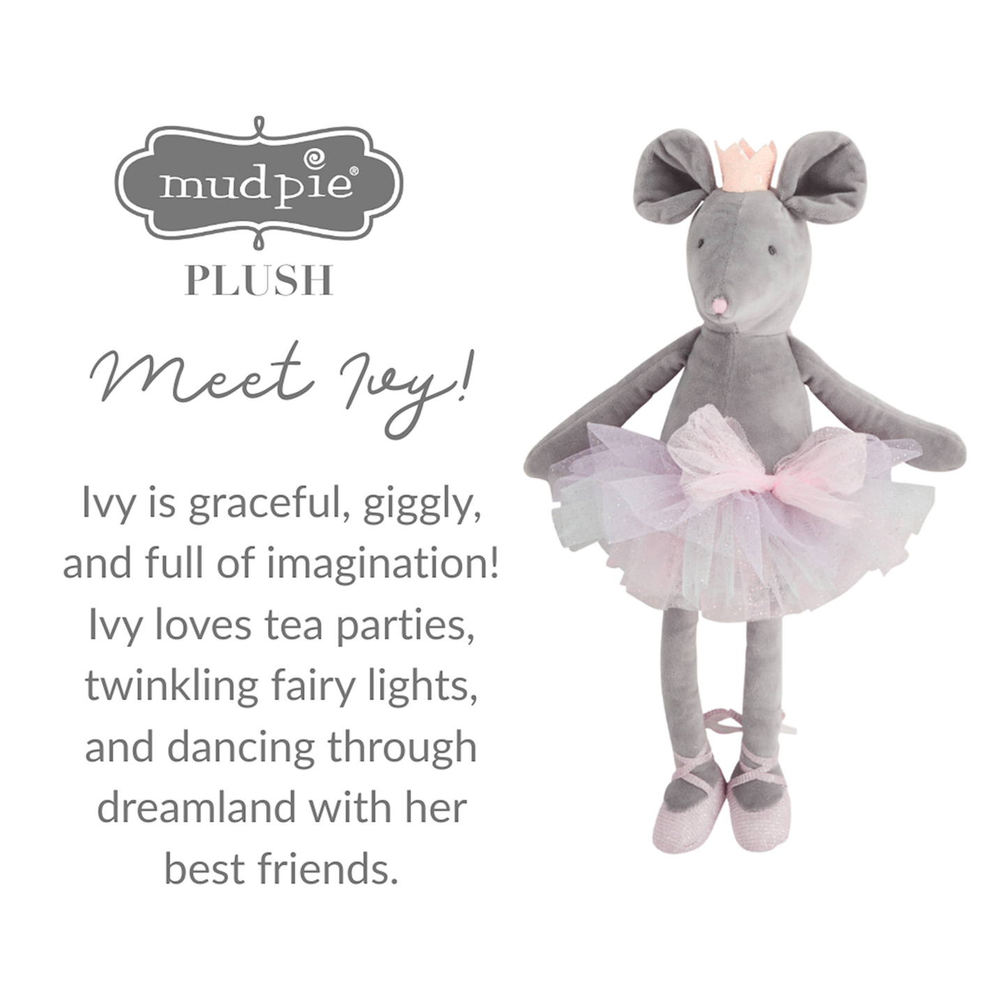 Mudpie Mouse Velvet Princess Plush