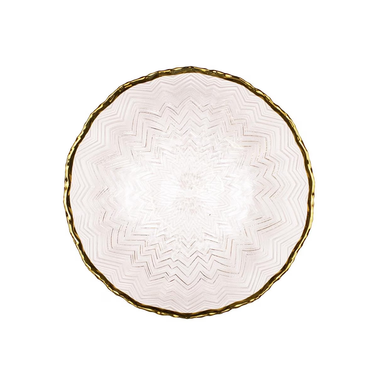 Tegan Glass Bowl Clear/Gold 9"
