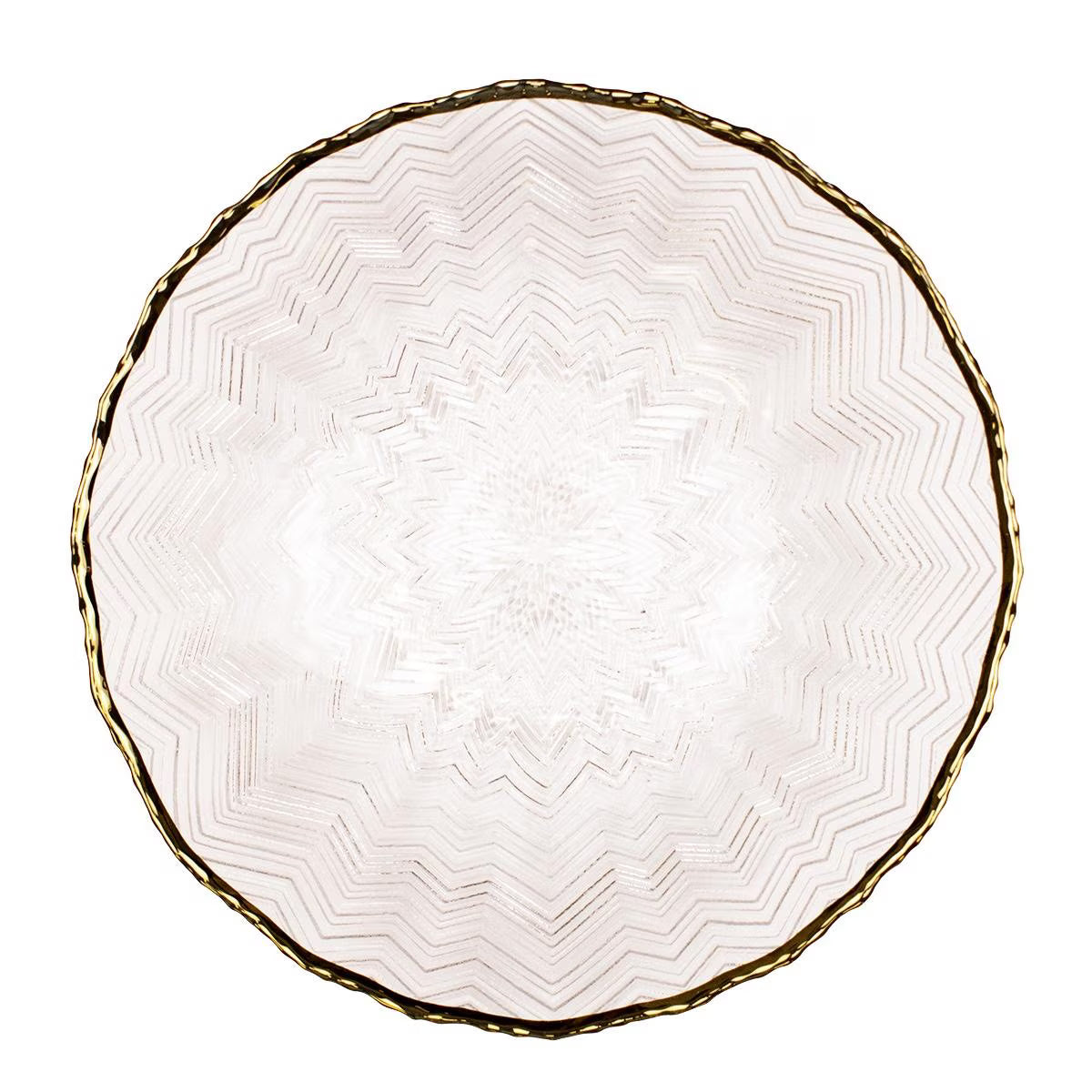 Tegan Glass Bowl Clear/Gold 12"