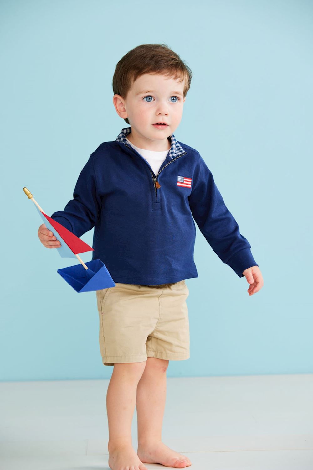 Mudpie Flag Quarter Zip Dark Blue - SM
