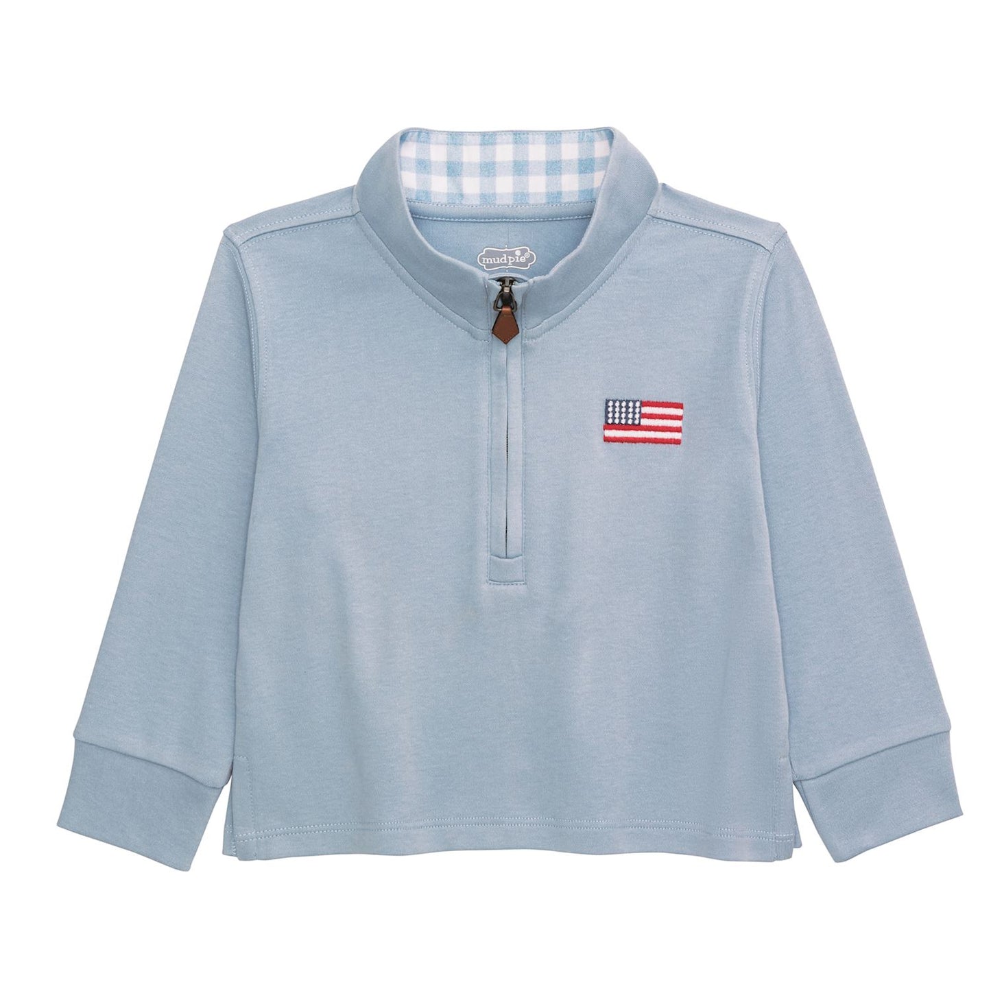 Mudpie Flag Quarter Zip Light Blue - SM