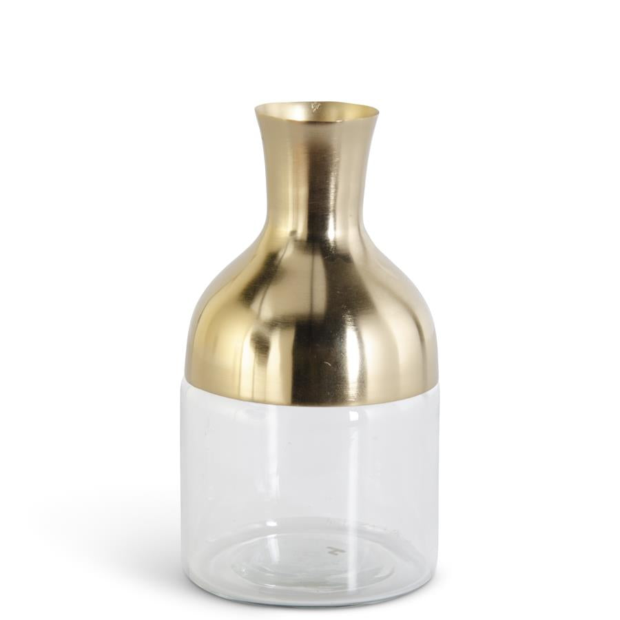 Gold Metal and Glass Long Neck Vase Medium