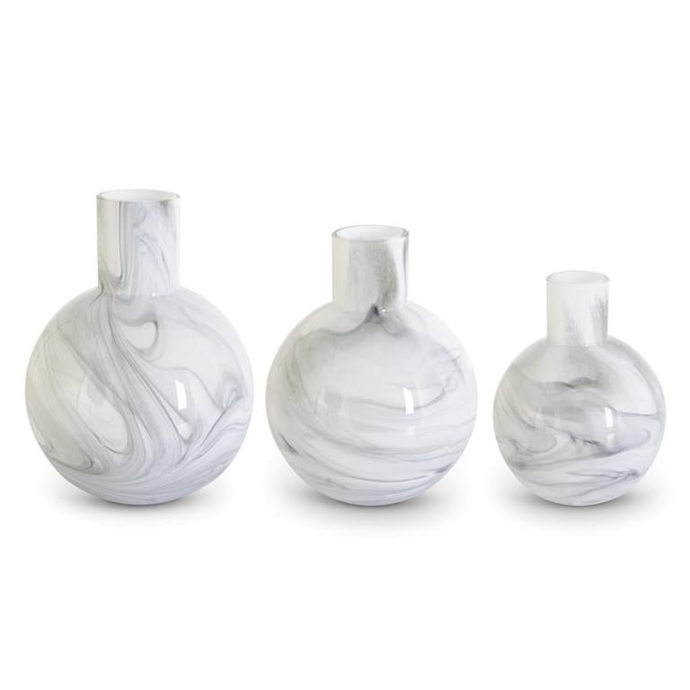 White & Smokey Black Swirl Vase Large