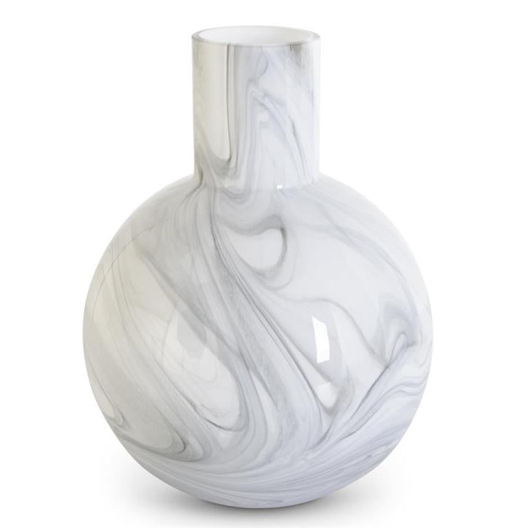 White & Smokey Black Swirl Vase Large
