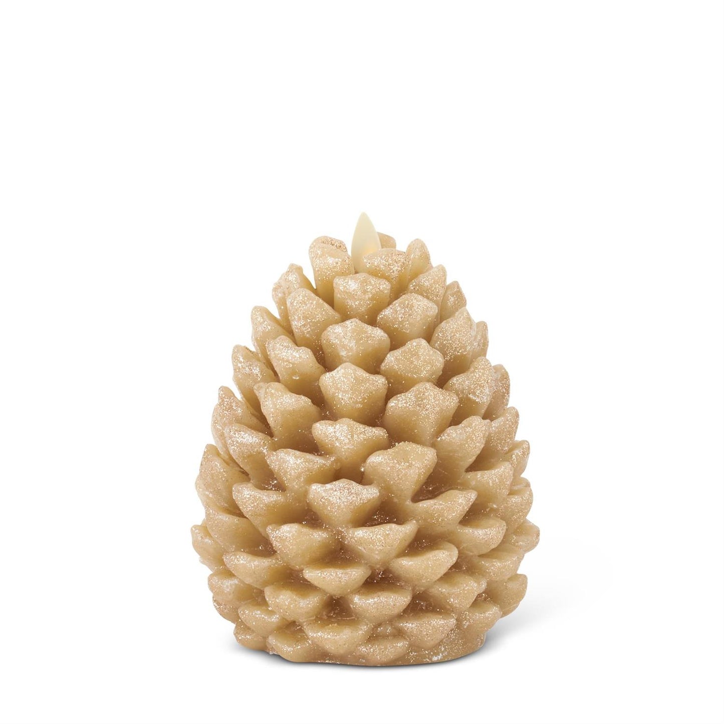 Luminara Gold Glittered Pinecone Flameless Candle 6.5"