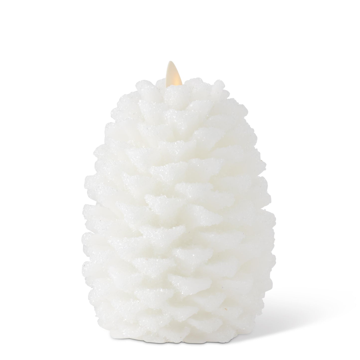 Luminara Snowy White Pinecone Candle 6.5"