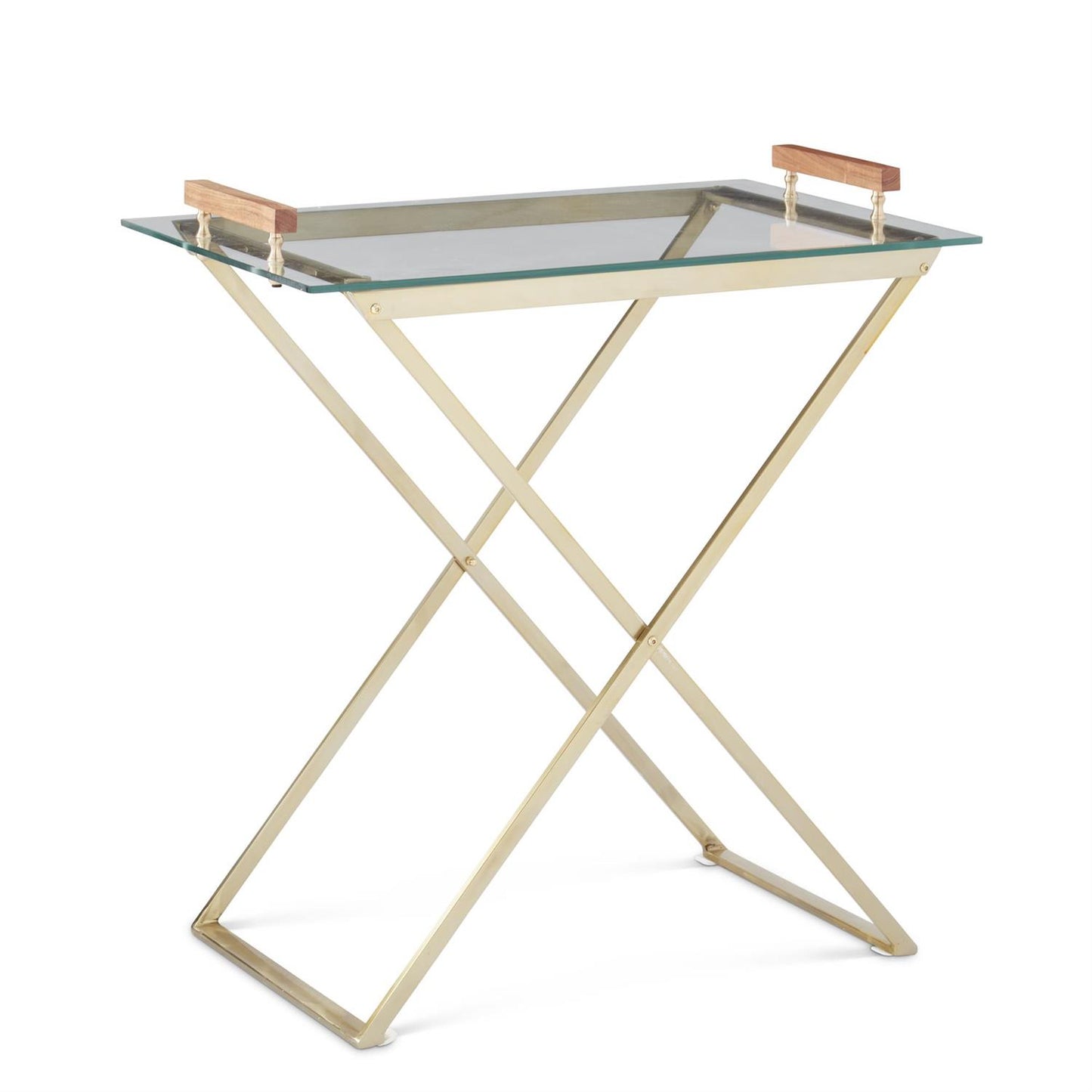 Gold Metal Framed Bar Table w/Glass Tray