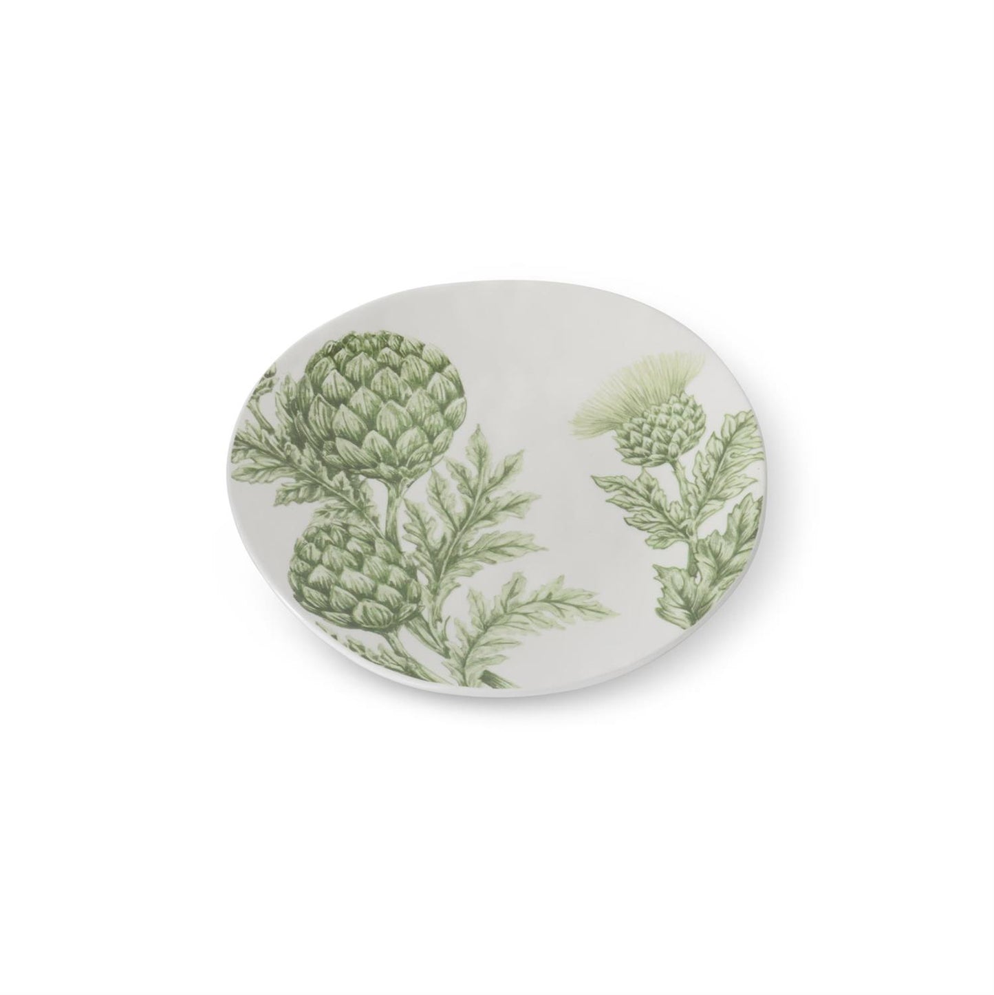 White Dolomite Plate with Green Artichokes