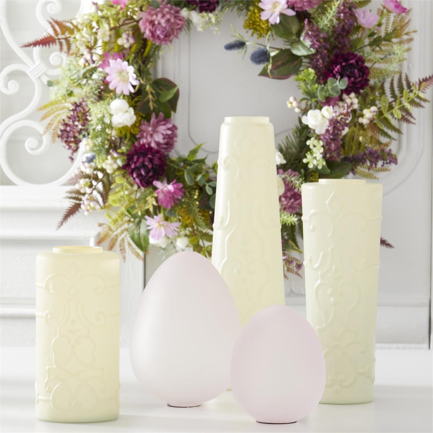 Purple & White Perennials Spring Wreath