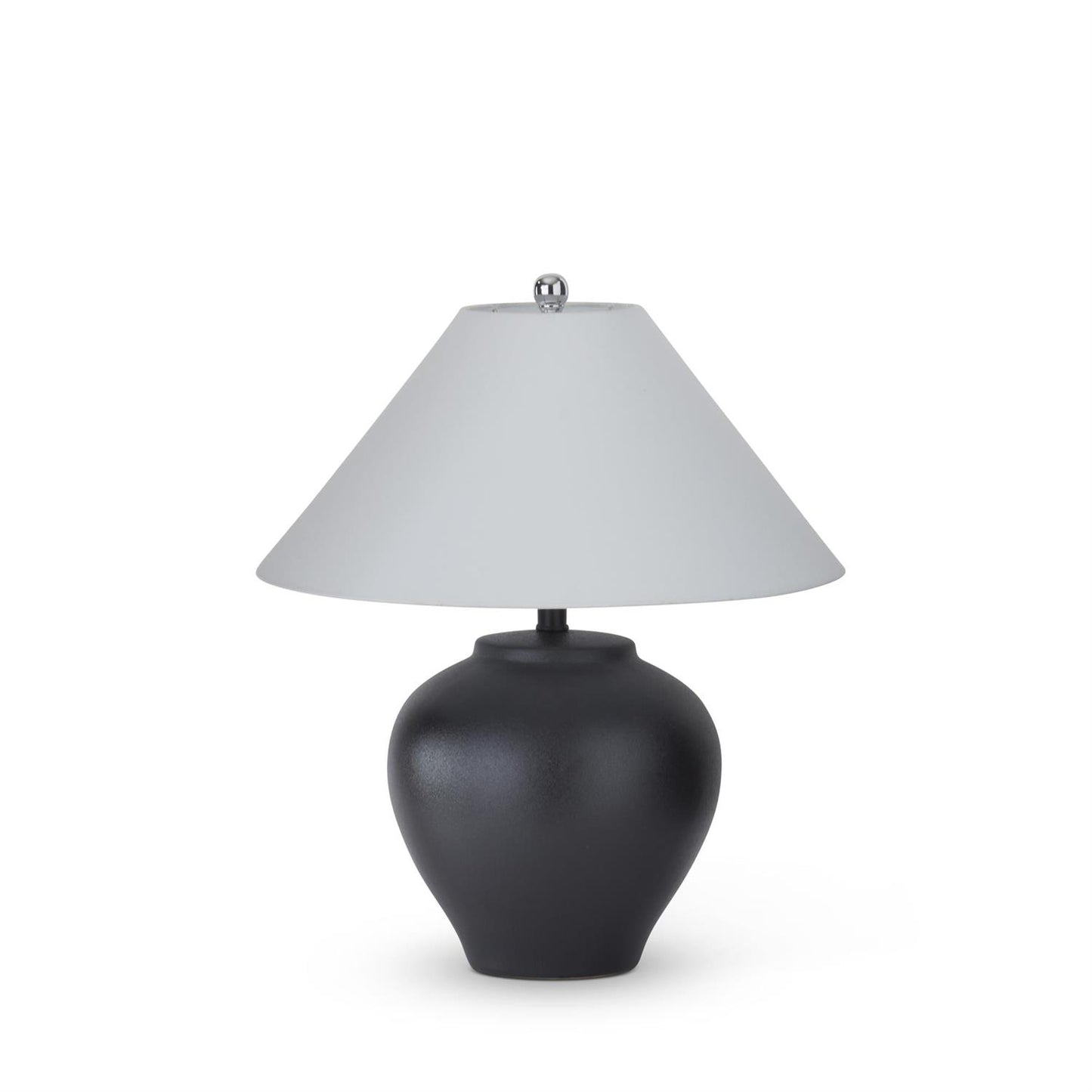 Black Textured Ceramic Lamp/w White Shade