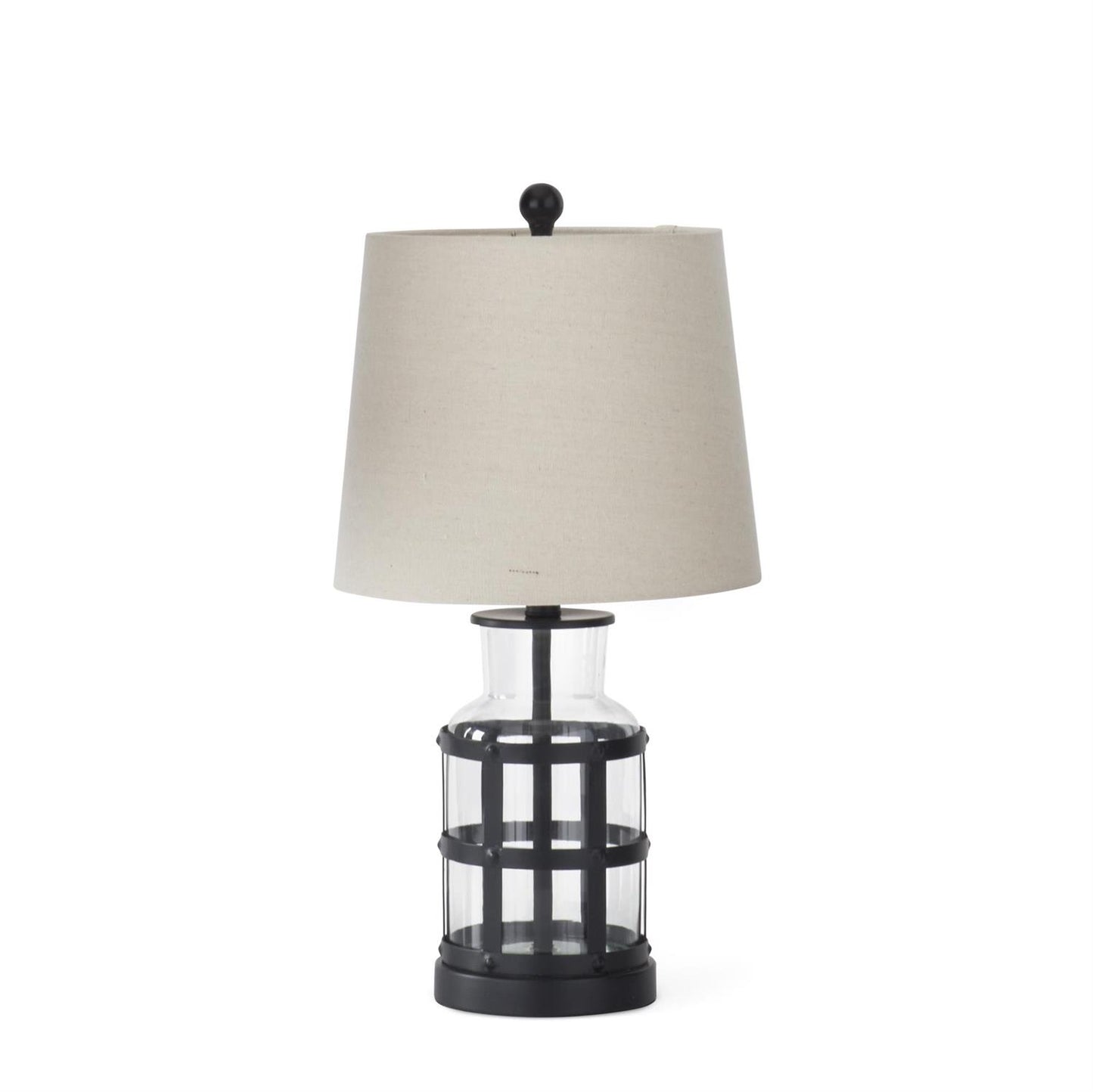 Black Metal Cage & Glass Lamp