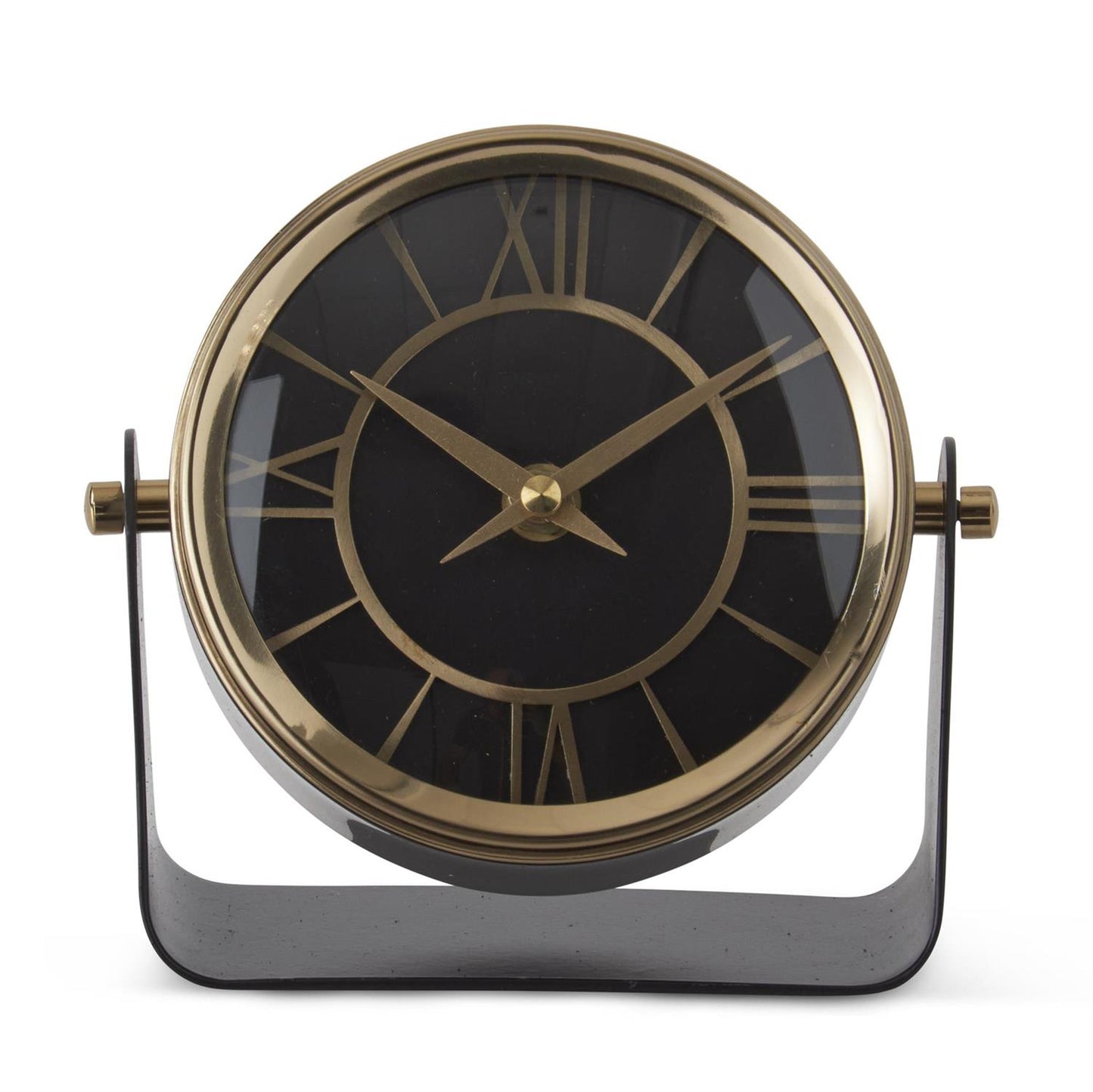 Antique Brass Round Clock on Stand