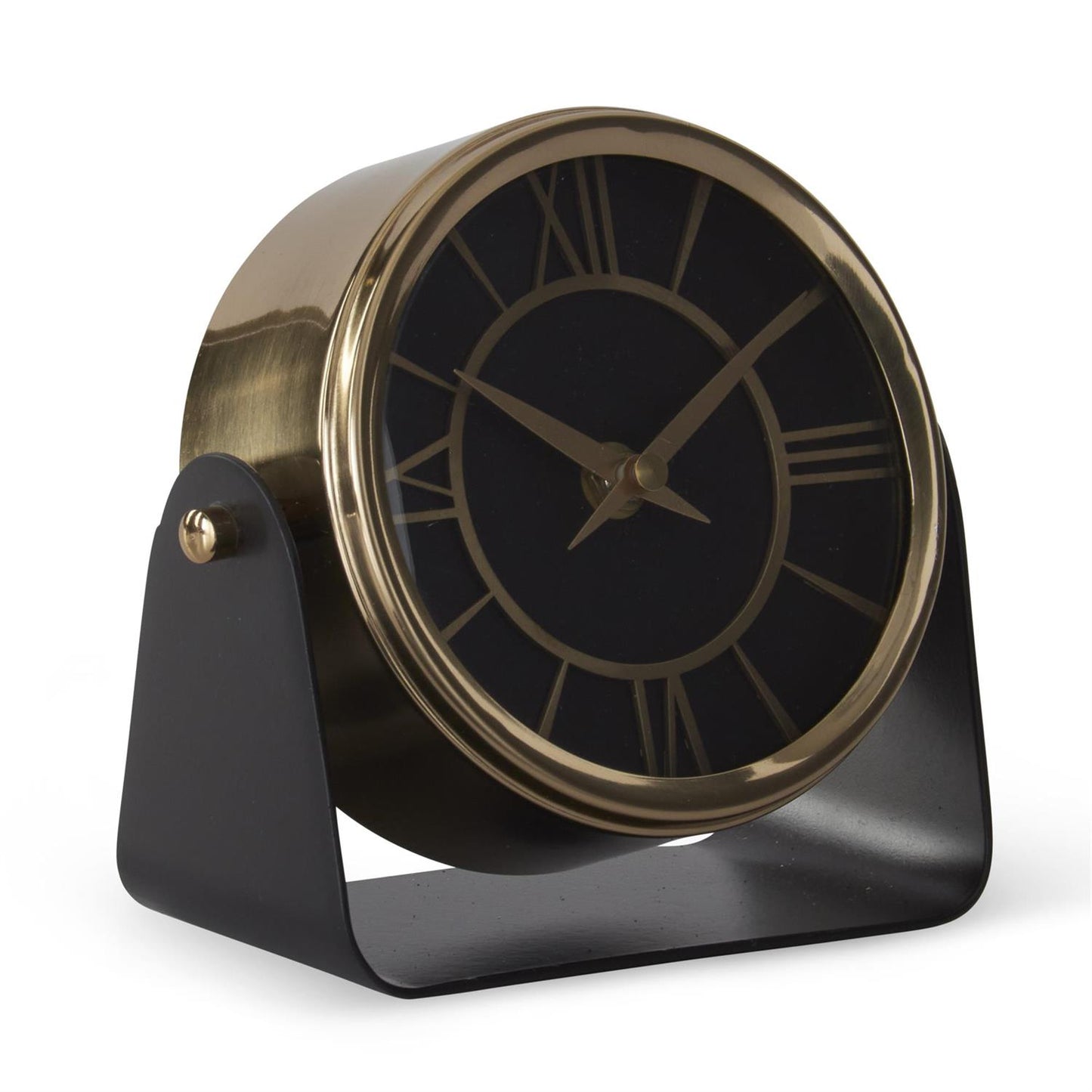 Antique Brass Round Clock on Stand