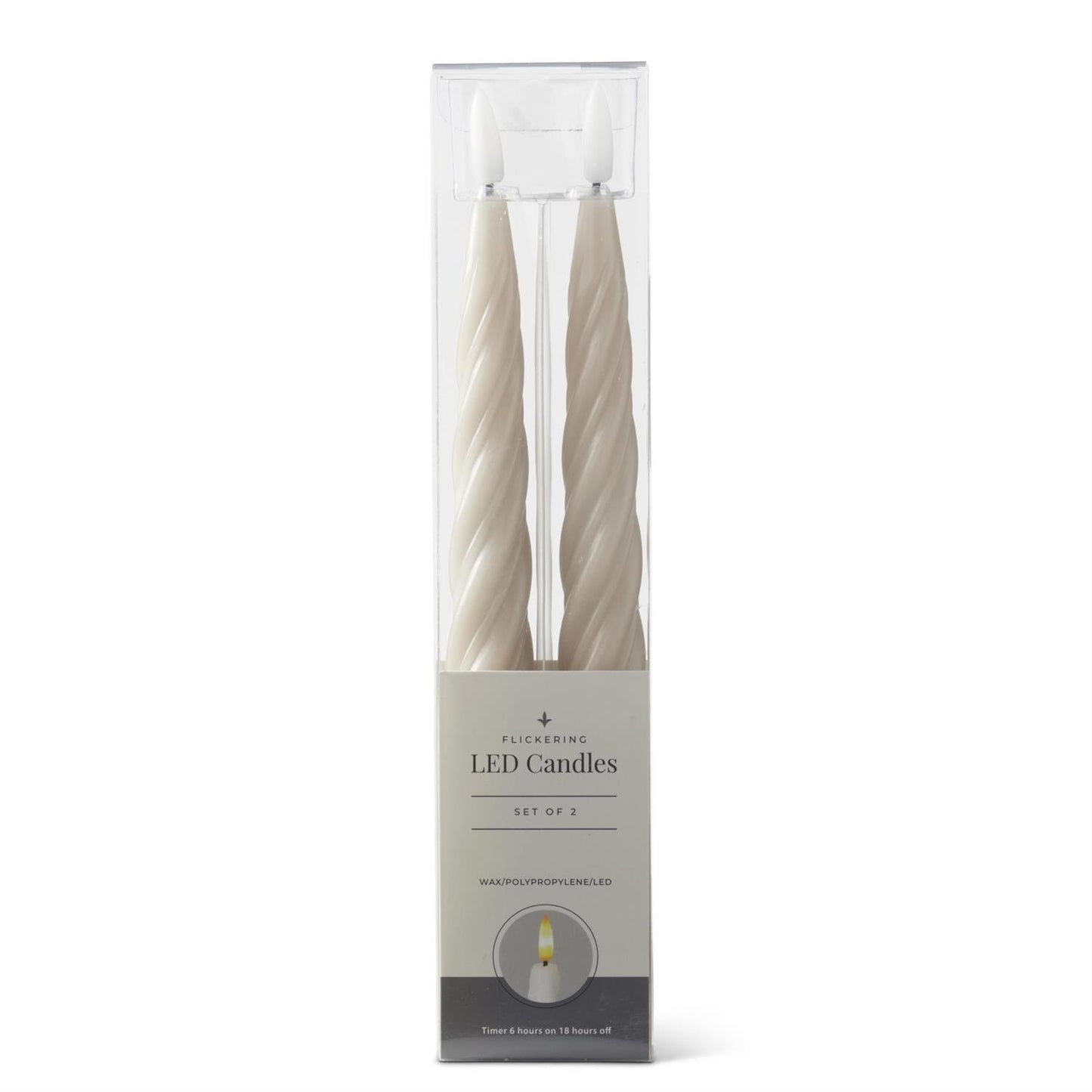 LED Spiral Taper Candles Taupe