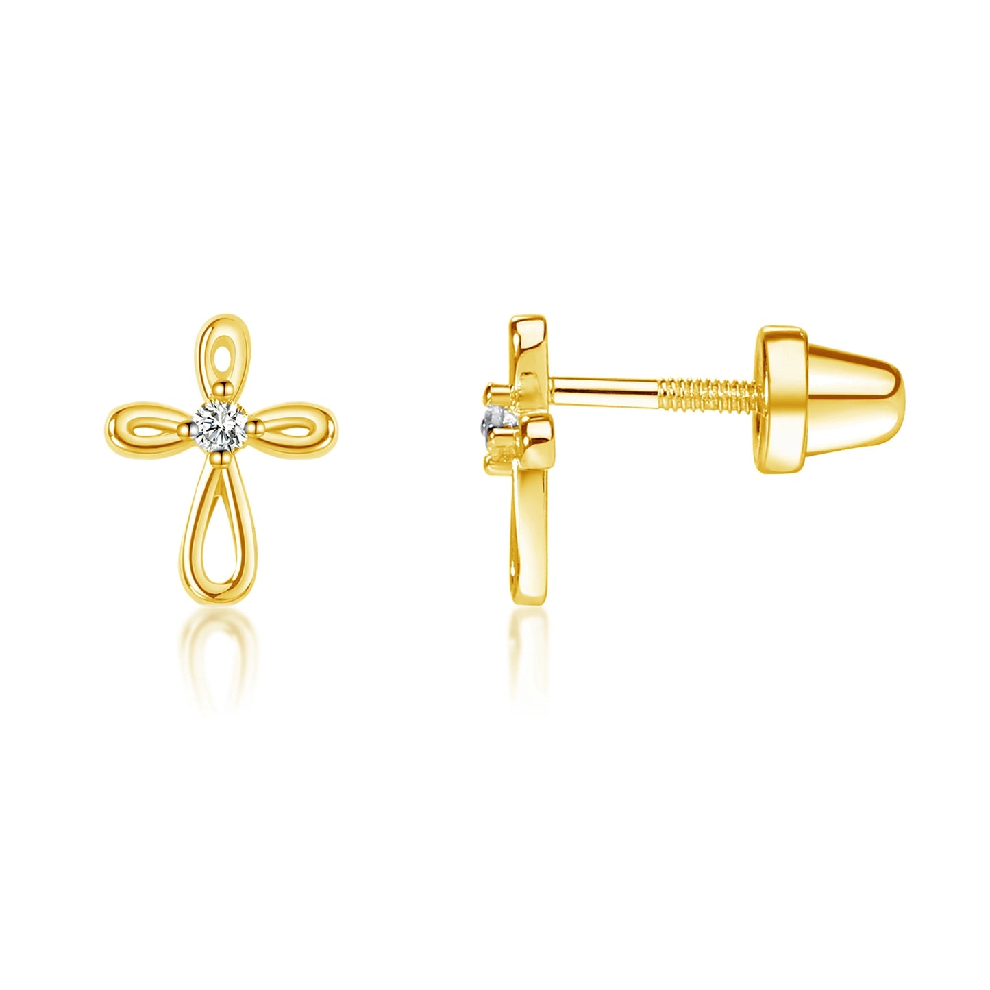 Gold Infinity Cross Earrings