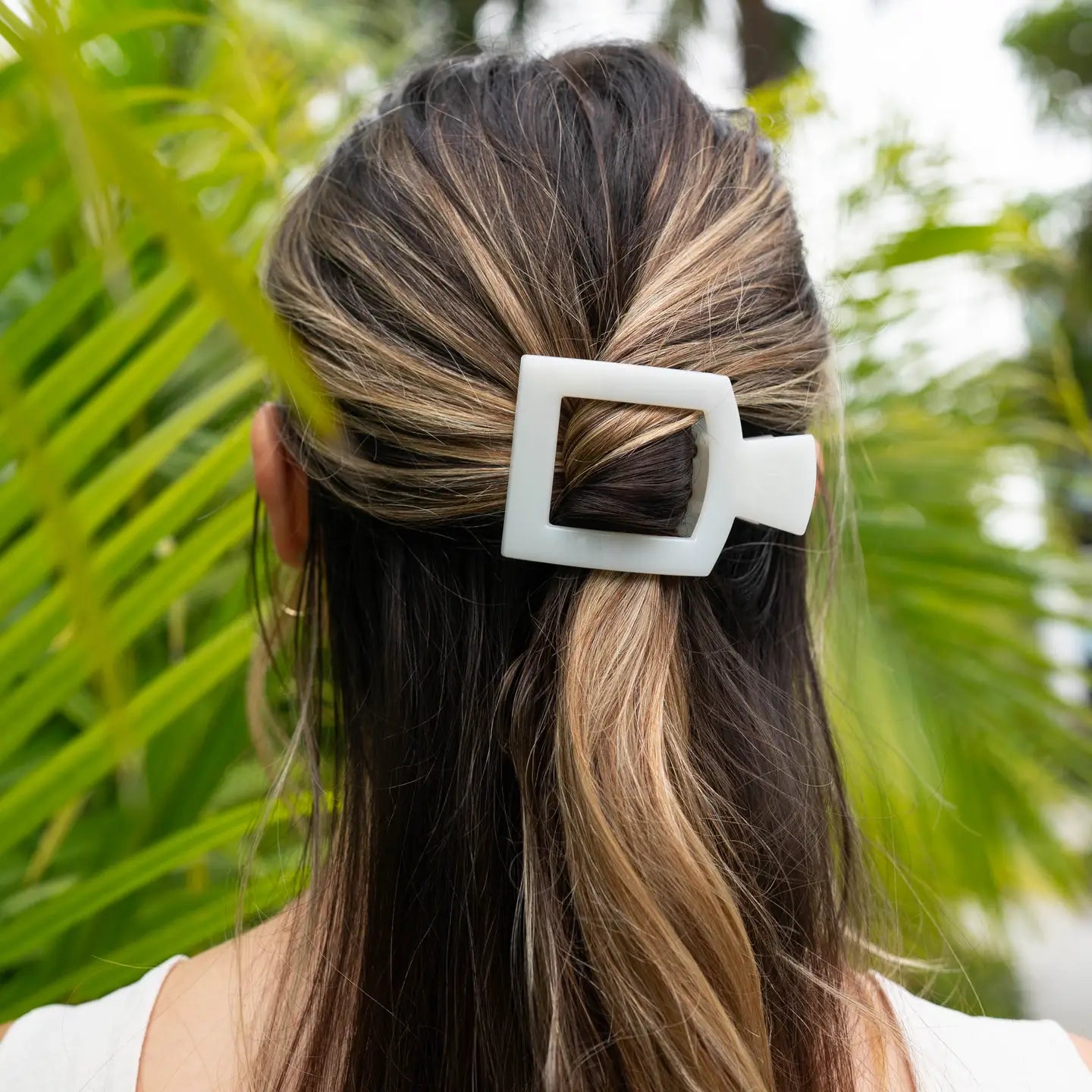Teleties Coconut White Square Flat Hair Clip Medium