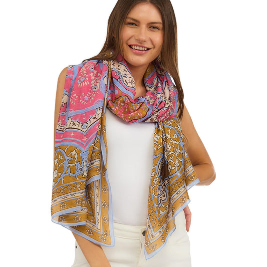 Indian Summer Pink Print Scarf