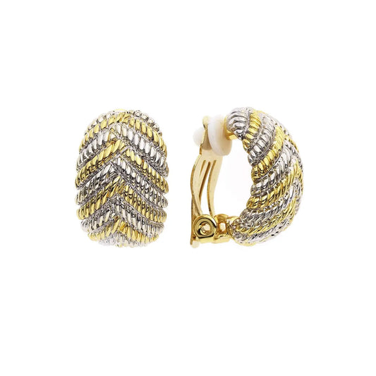 Textured weave earrings clip backs j00553