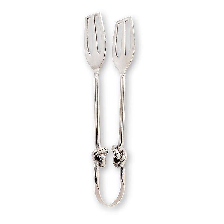 stainless steel tongs with a knot handle