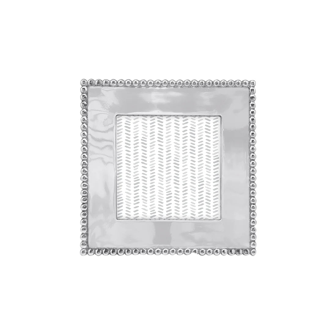 A silver-colored beaded 4x4 picture frame