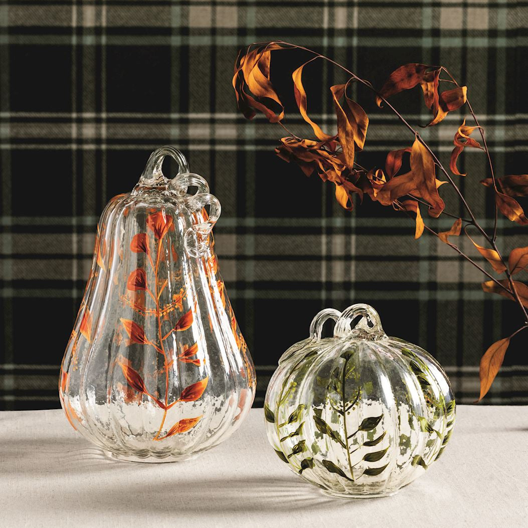 Mudpie Large Glass Pumpkin Sitter