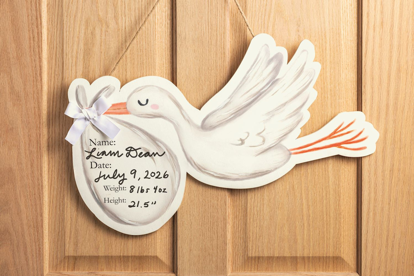 Mudpie Stork Door Hanger Personalized