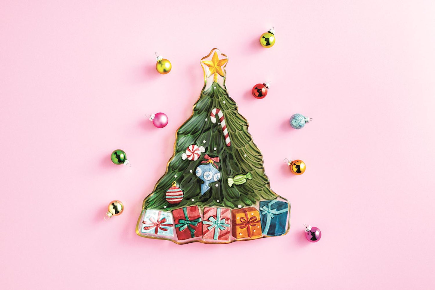 Mudpie Christmas Tree Glass Platter