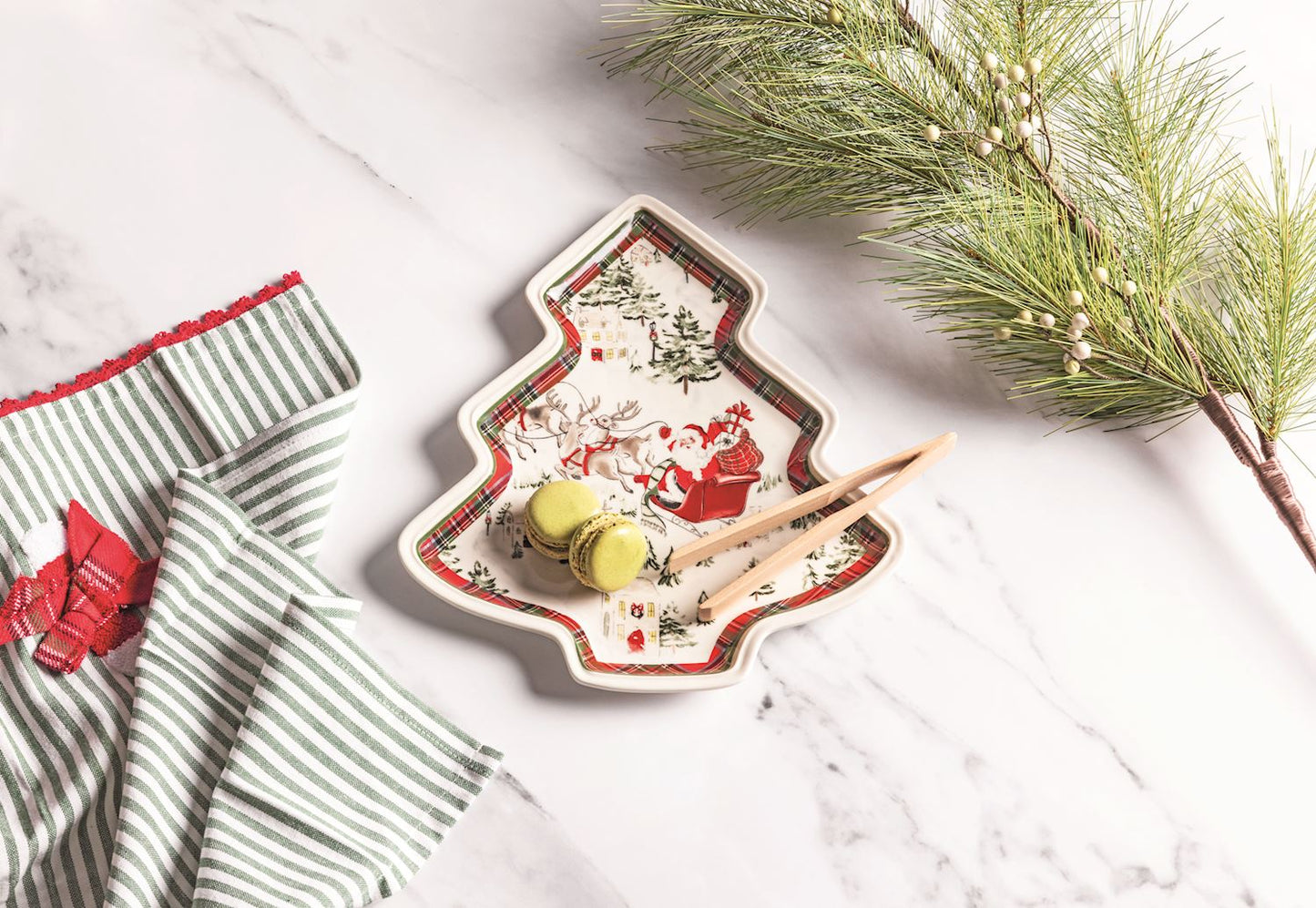 Mudpie Tartan Santa Cookie Plate