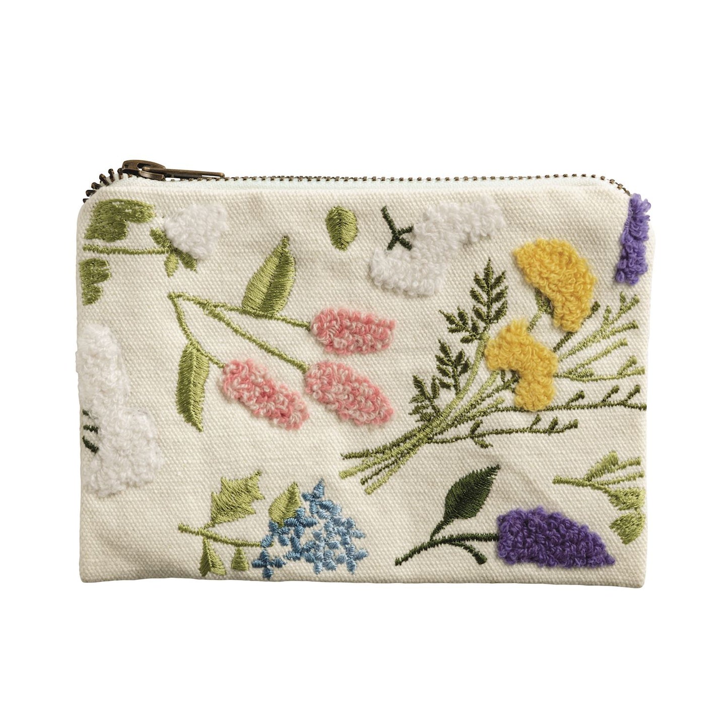 Mudpie Embroidered Zipper Pouch Tossed Flowers