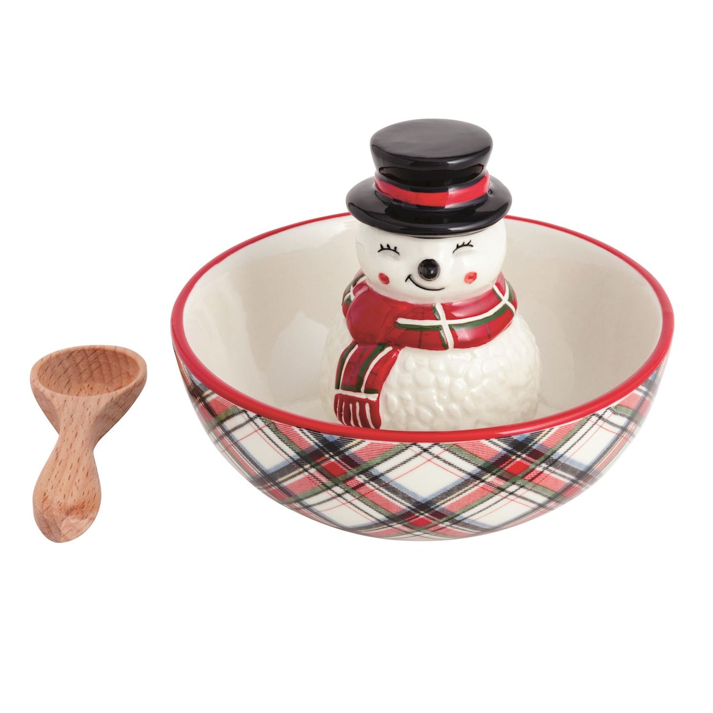 Mudpie Snowman Tartan Candy Dish
