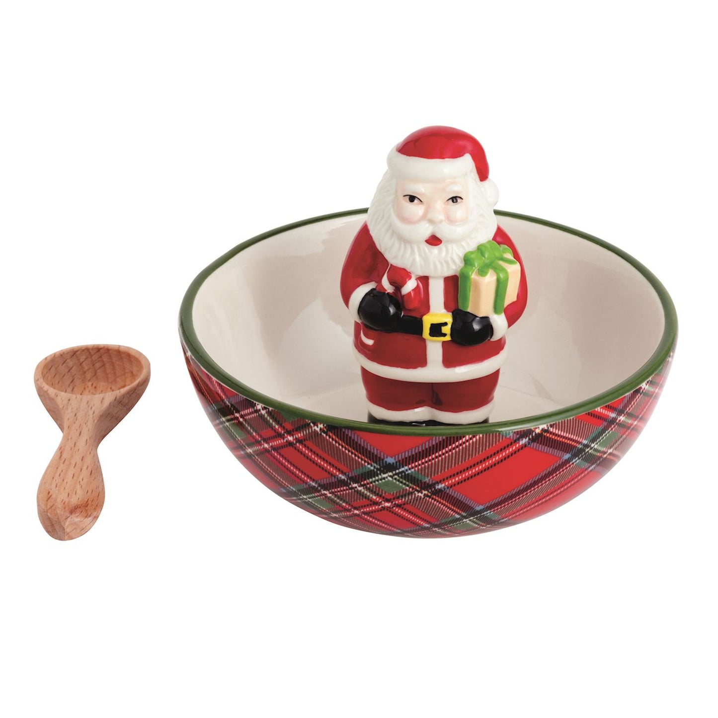 Mudpie Santa Tartan Candy Dish