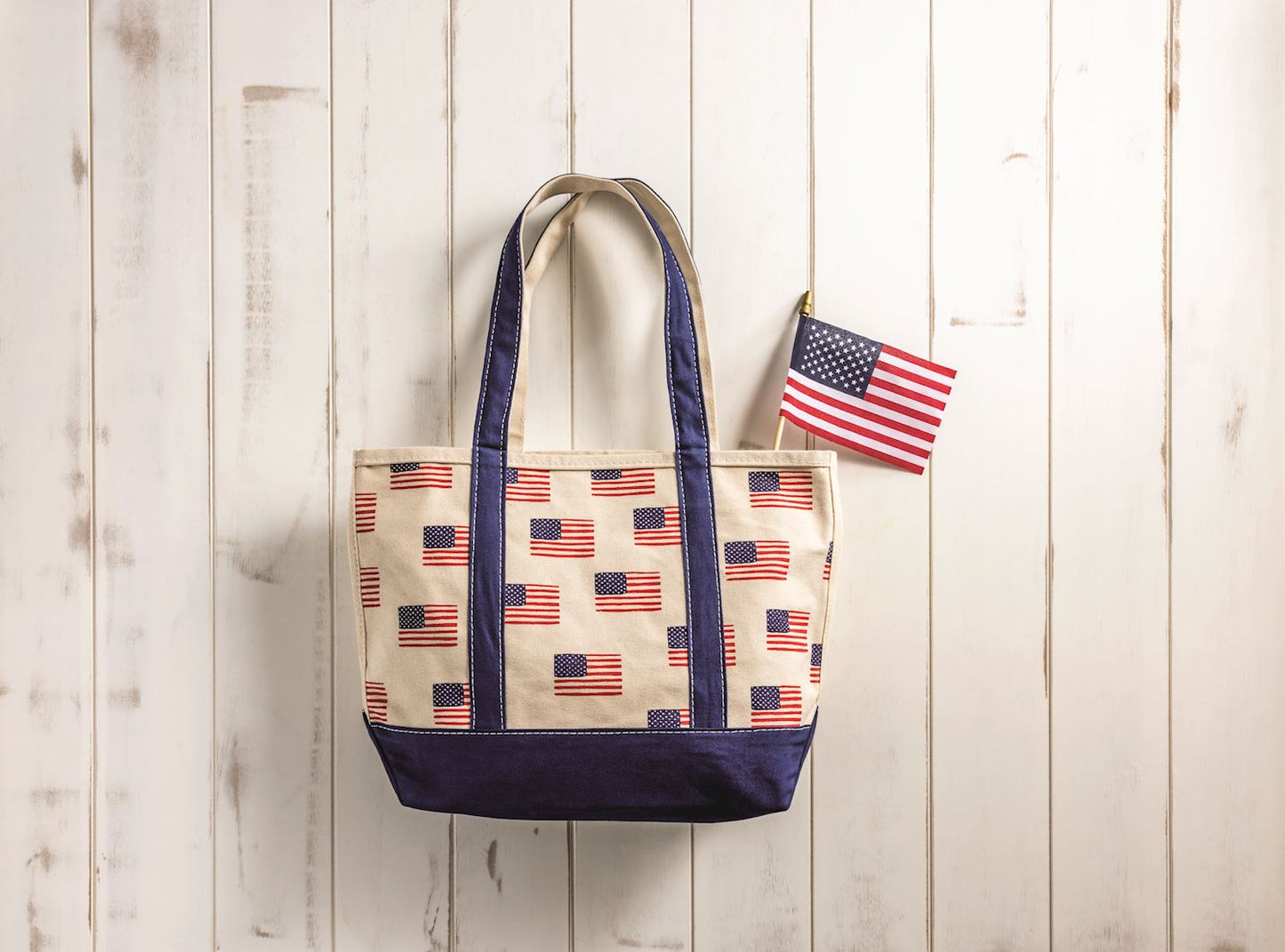 Mudpie Americana Flag Canvas Tote