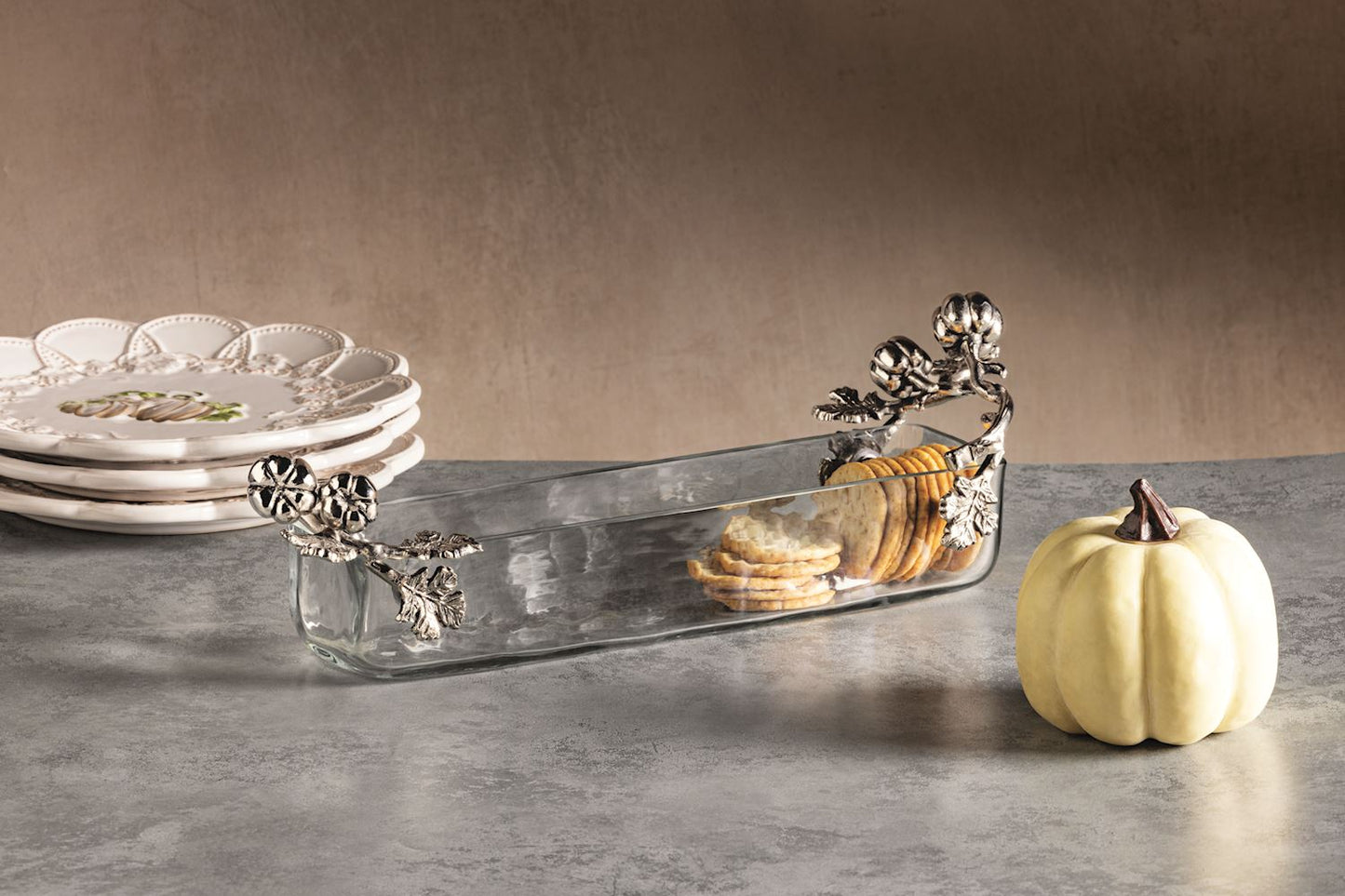 SALE Mudpie Metal Pumpkin Cracker Dish