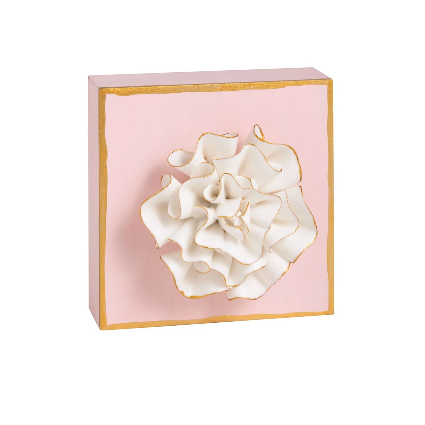 Mudpie Pink Flower Plaque