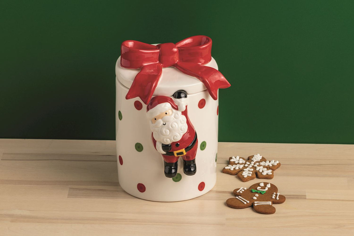 Mudpie Bow Santa Cookie Jar