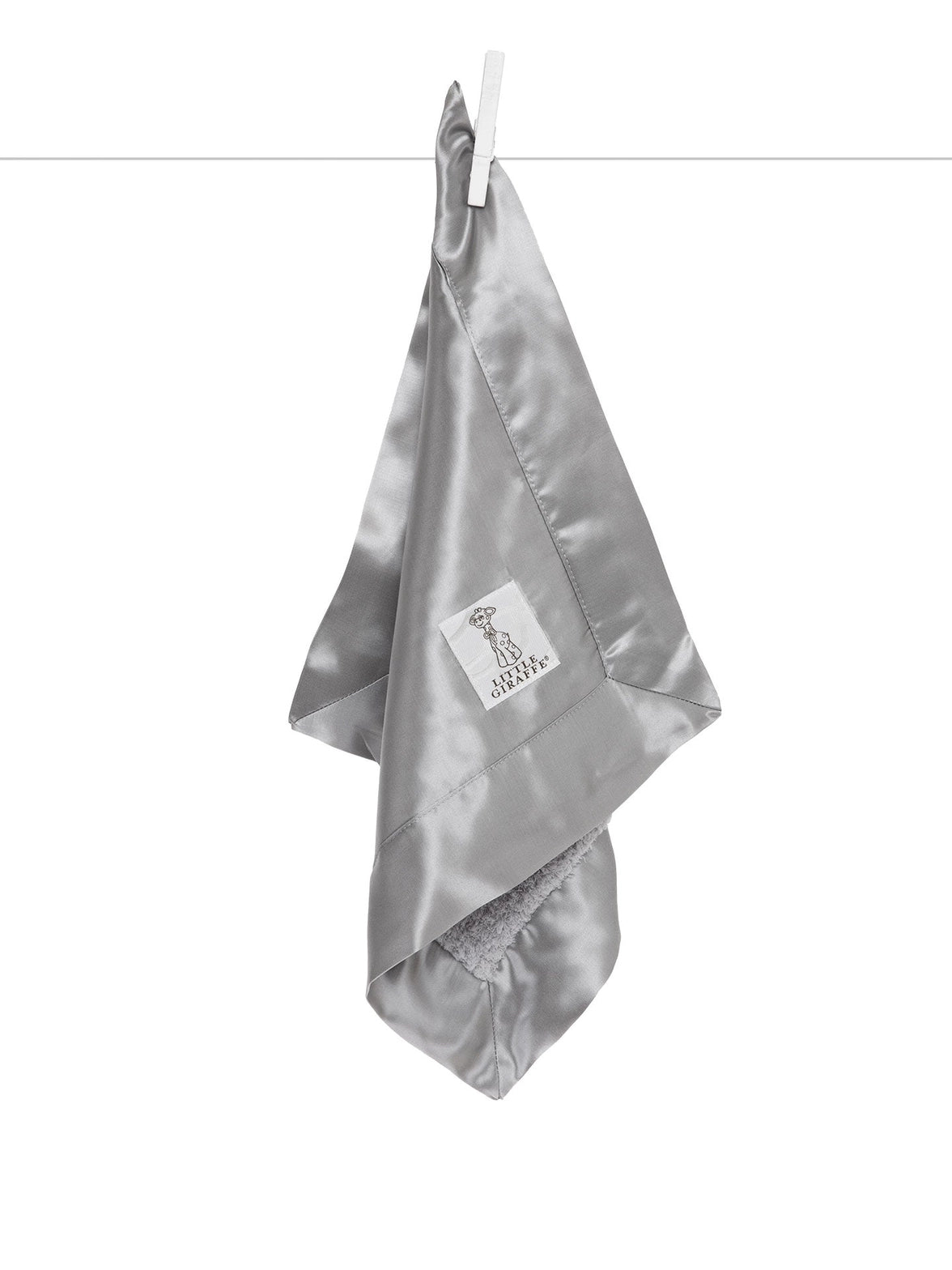 Little Giraffe Chenille Satin Blanky Silver
