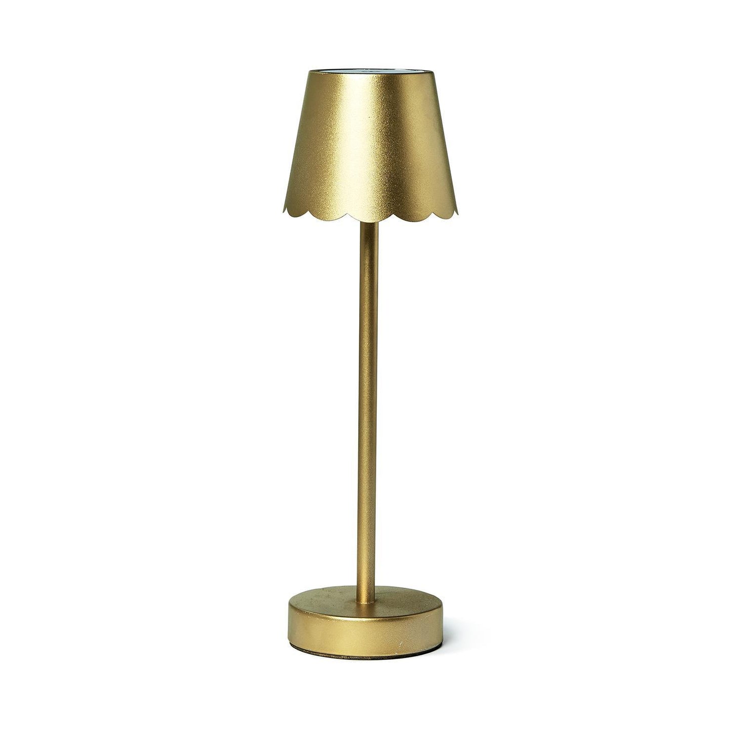 LED Cordless Gold Table Lamp w/Scalloped Edge Shade