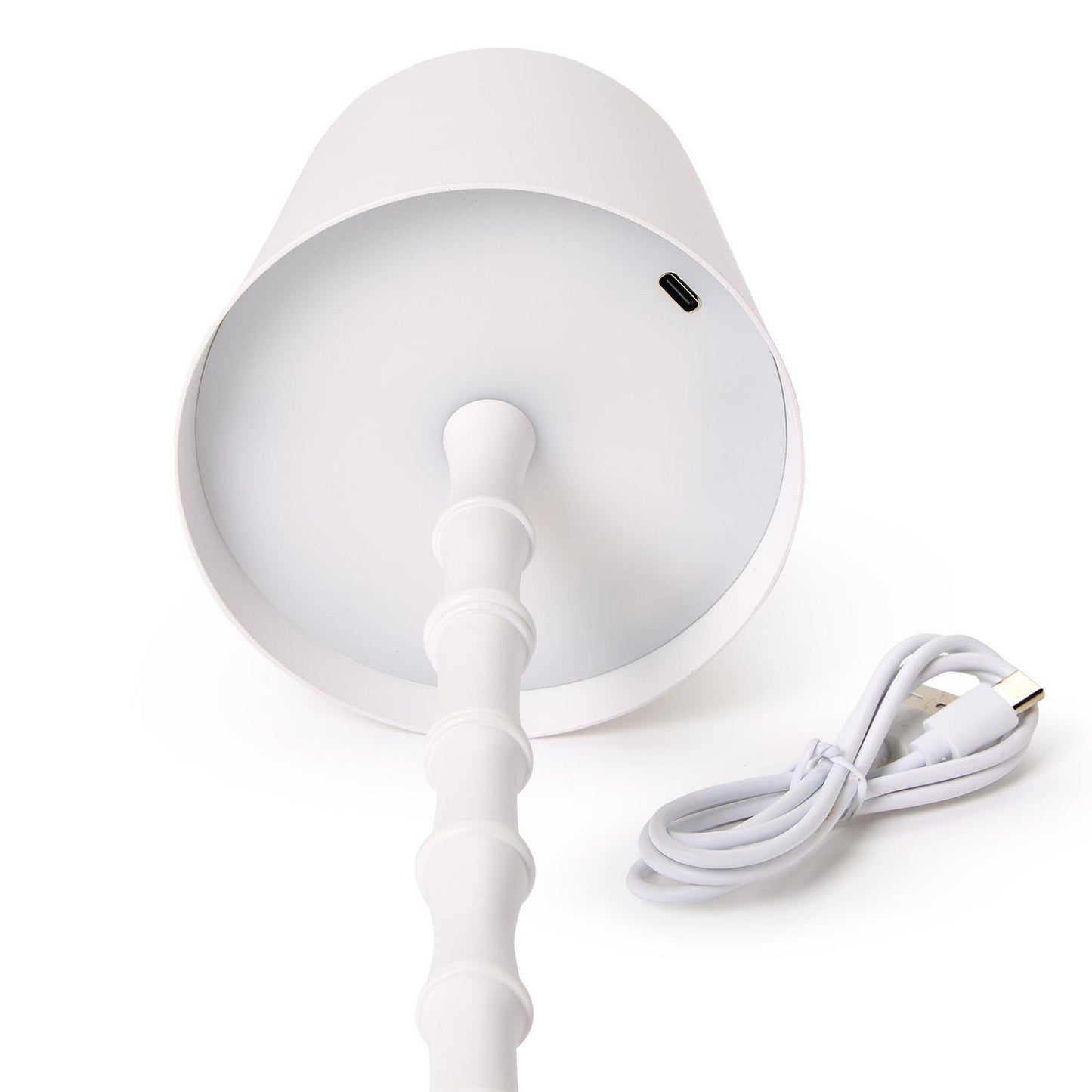 LED Cordless White Bamboo Lamp