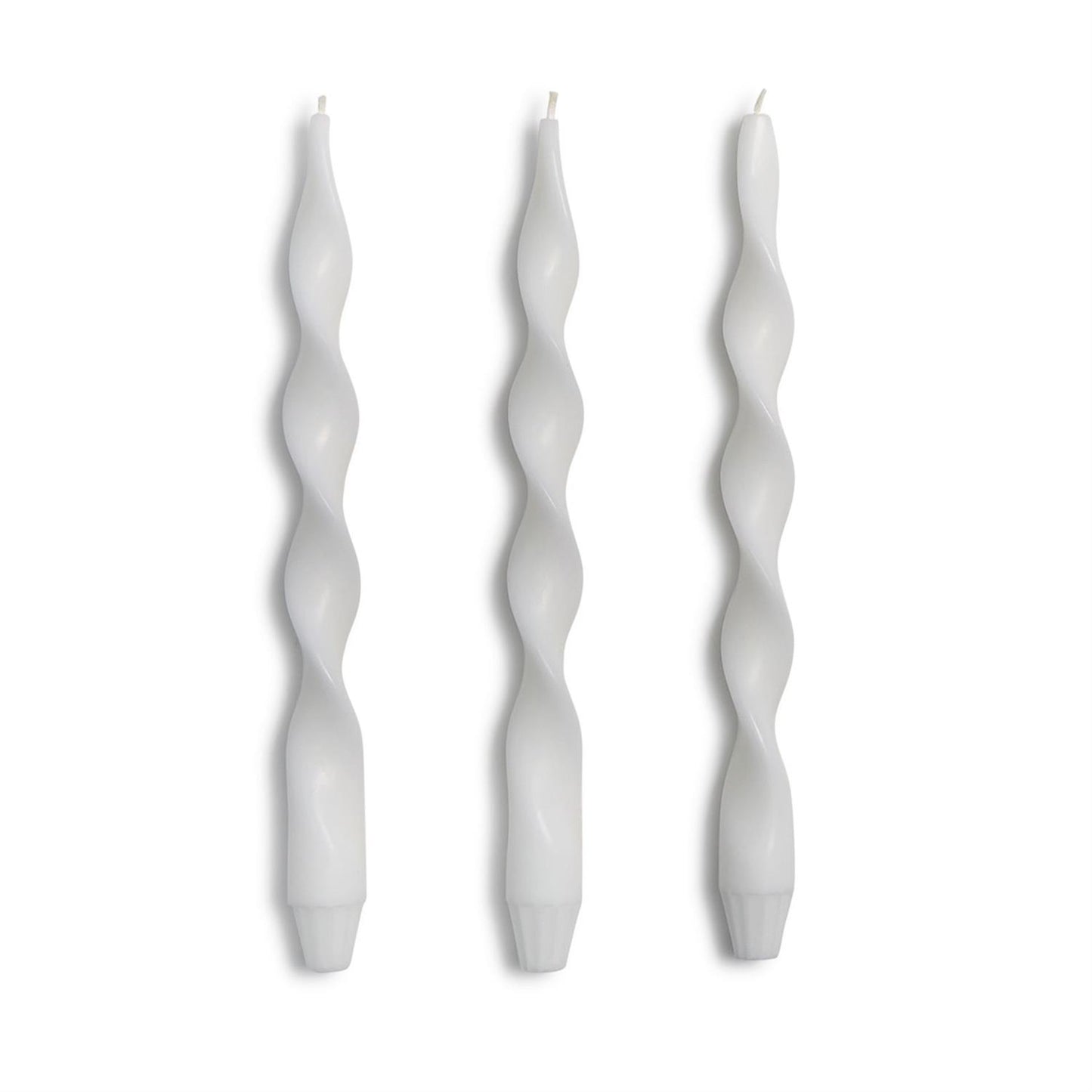 Set of 3 Twist and Glow 12" White Taper Candles