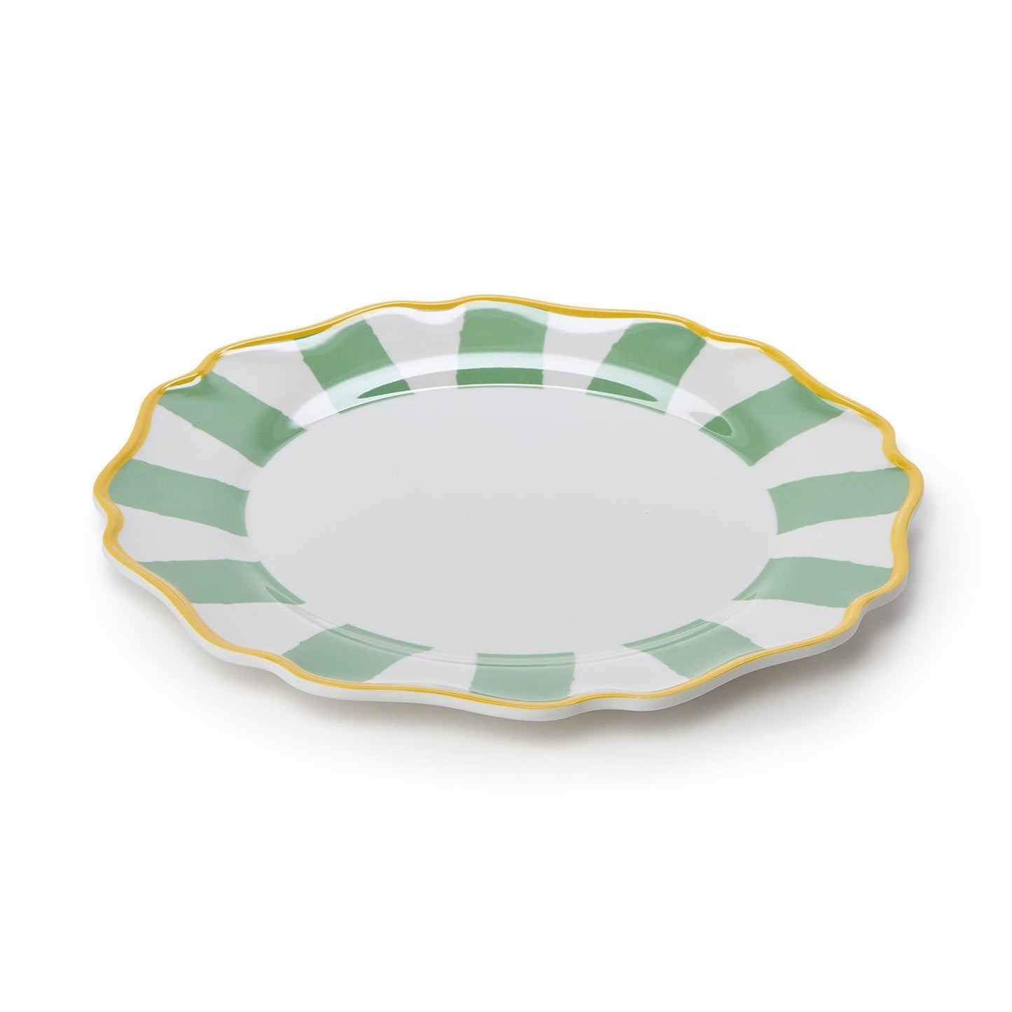 Green Striped Melamine Dinner Plates