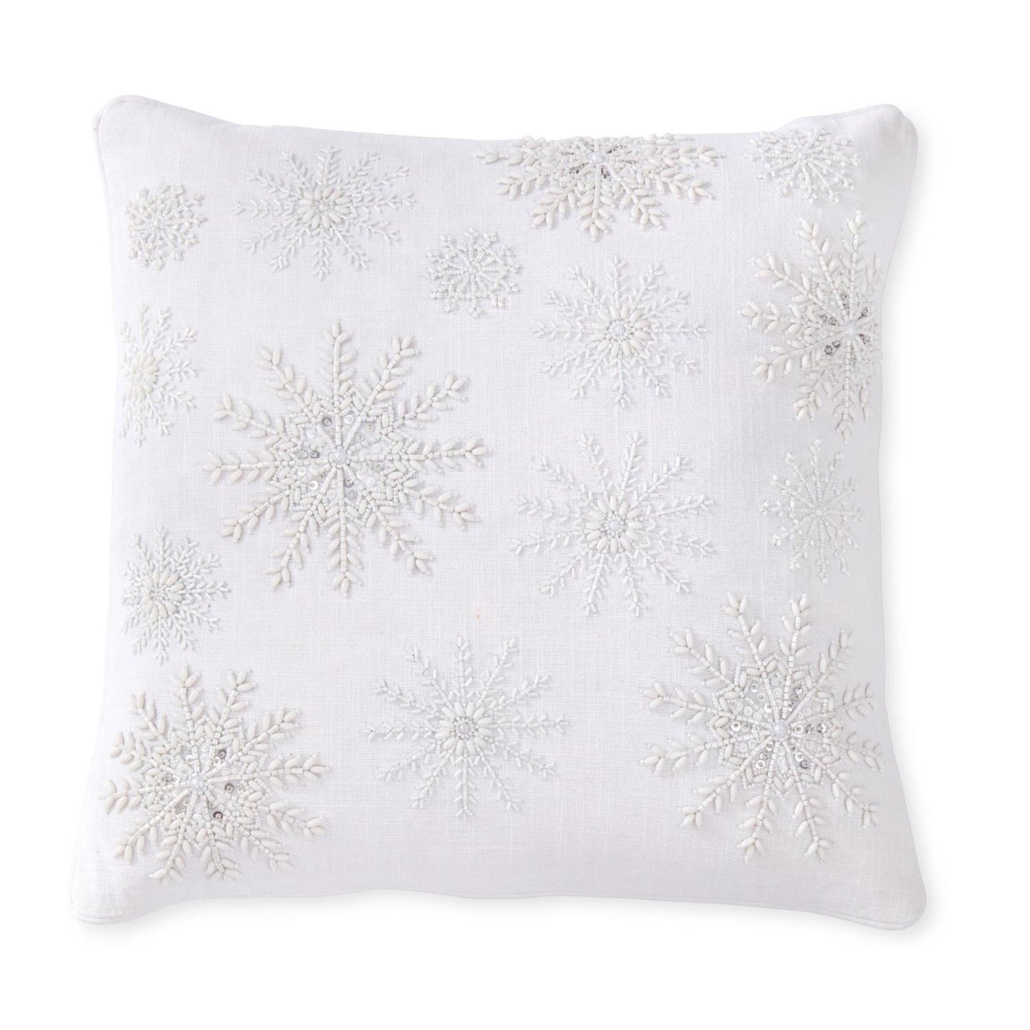 White Beaded Snowflake Pillow