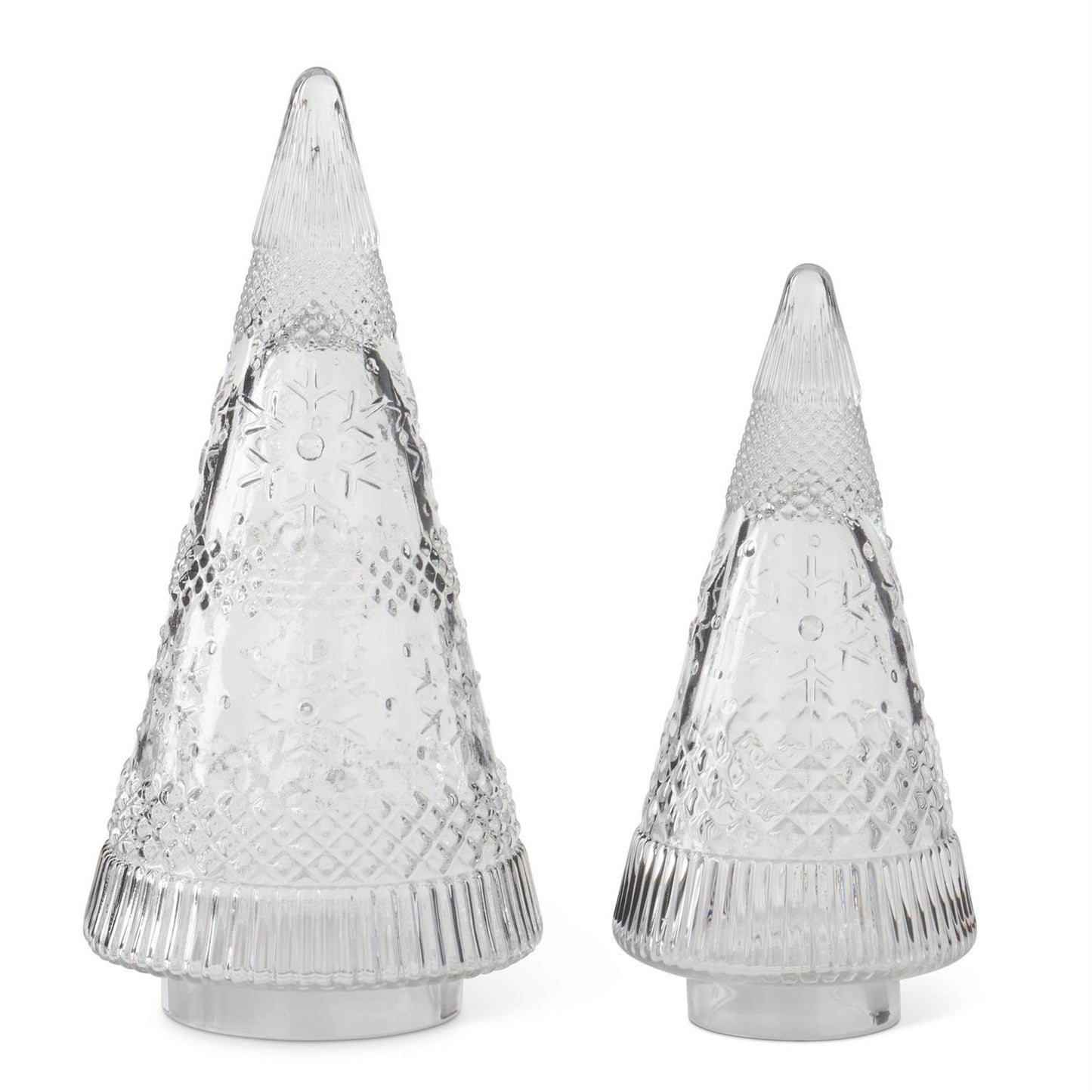 Clear Glass Tabletop Tree w/Snowflakes Small