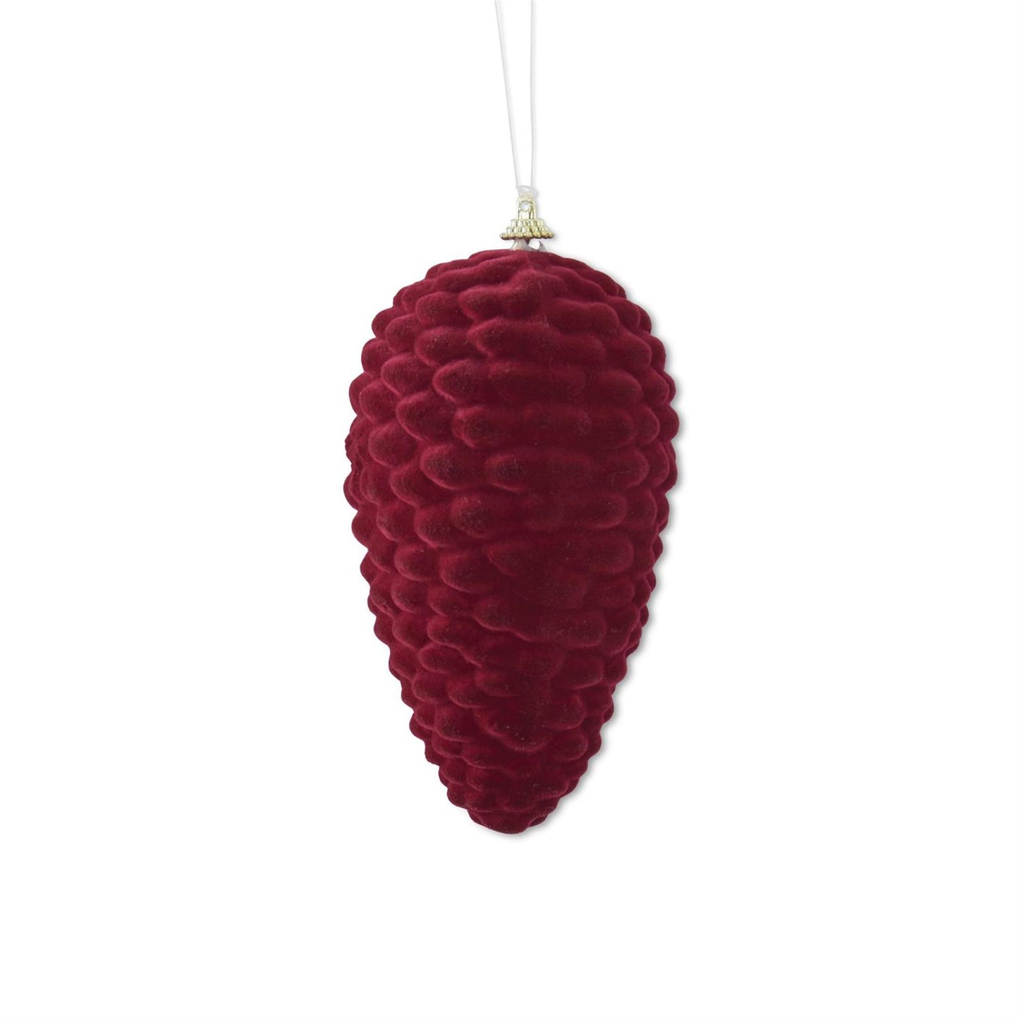 Burgundy Velvet Flocked Pinecone Ornament