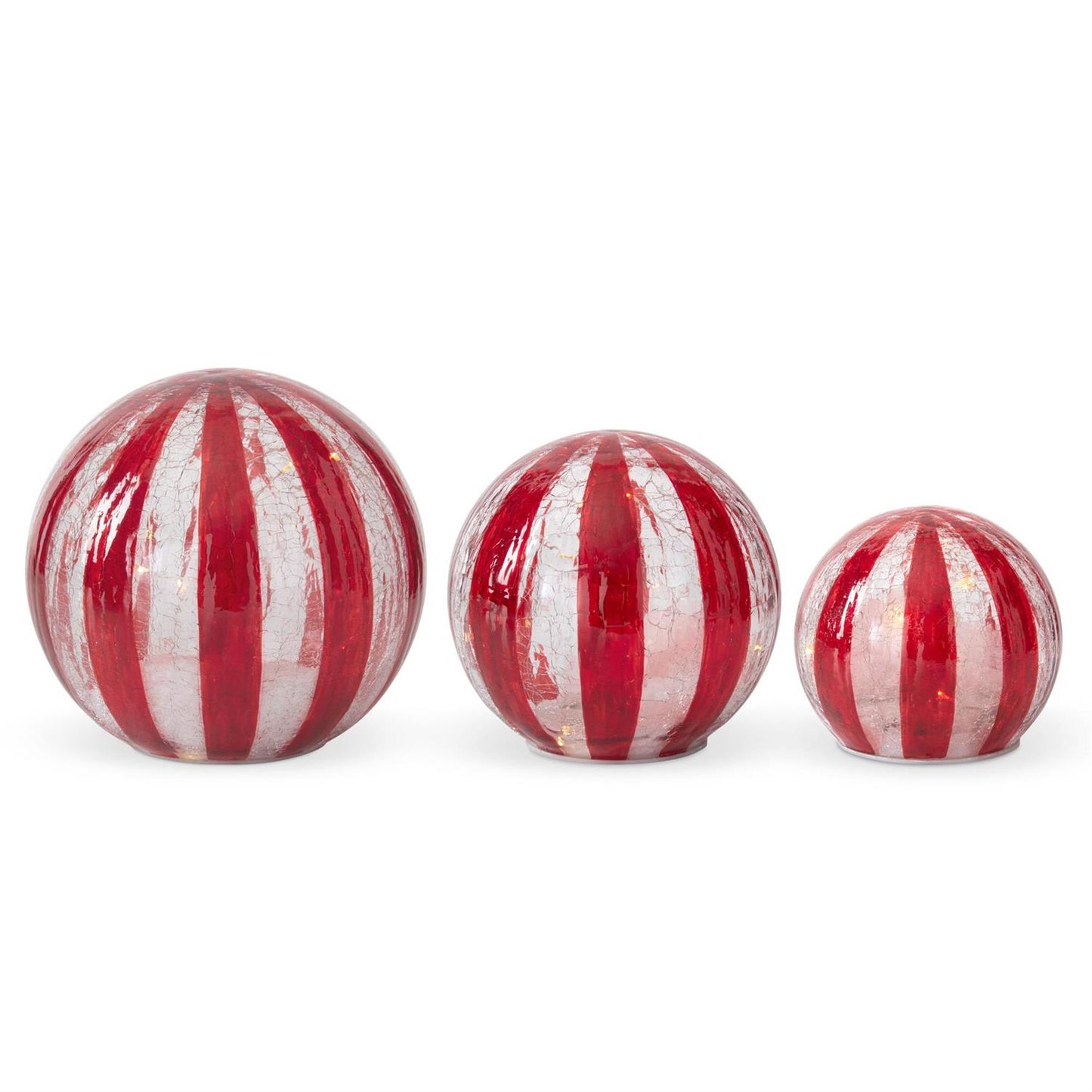 Red & Crackle Glass Striped LED Globe Large