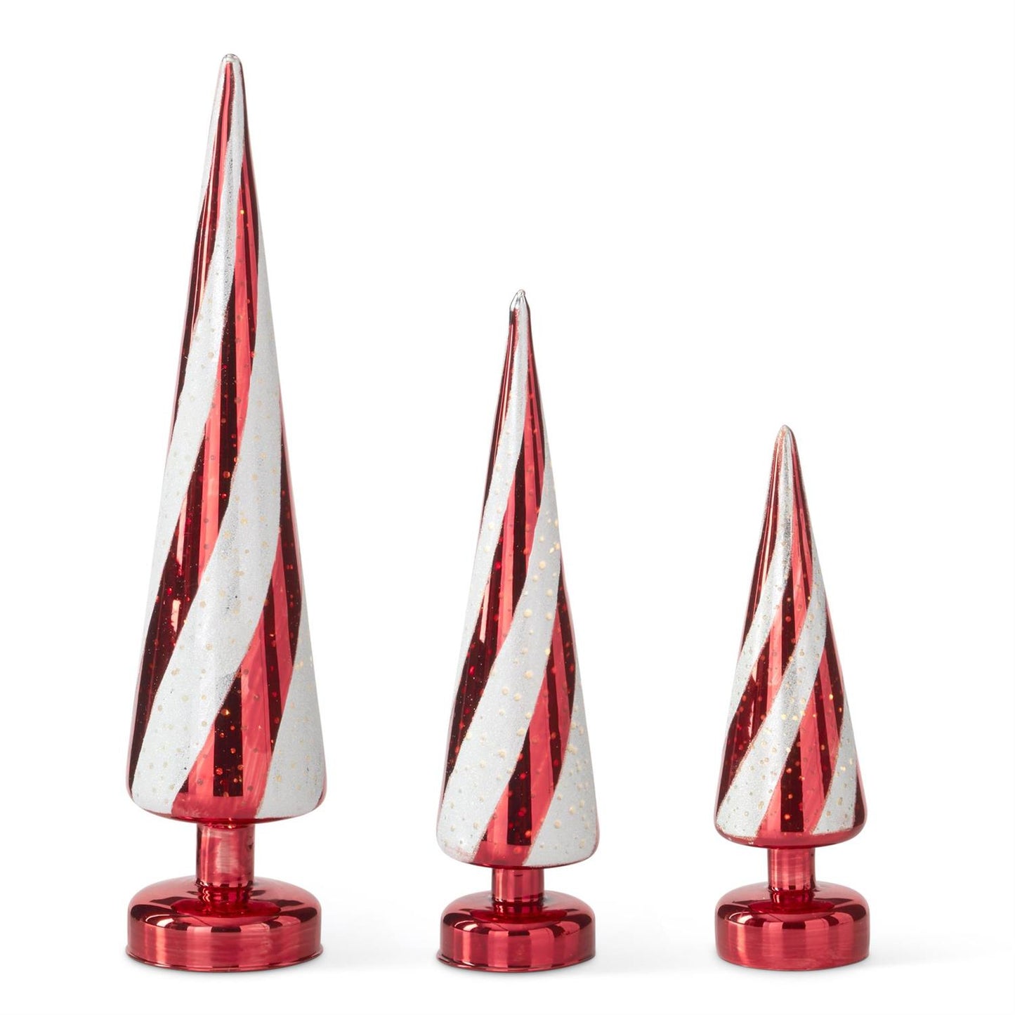 Red & White Swirl Striped LED Tabletop Tree Large