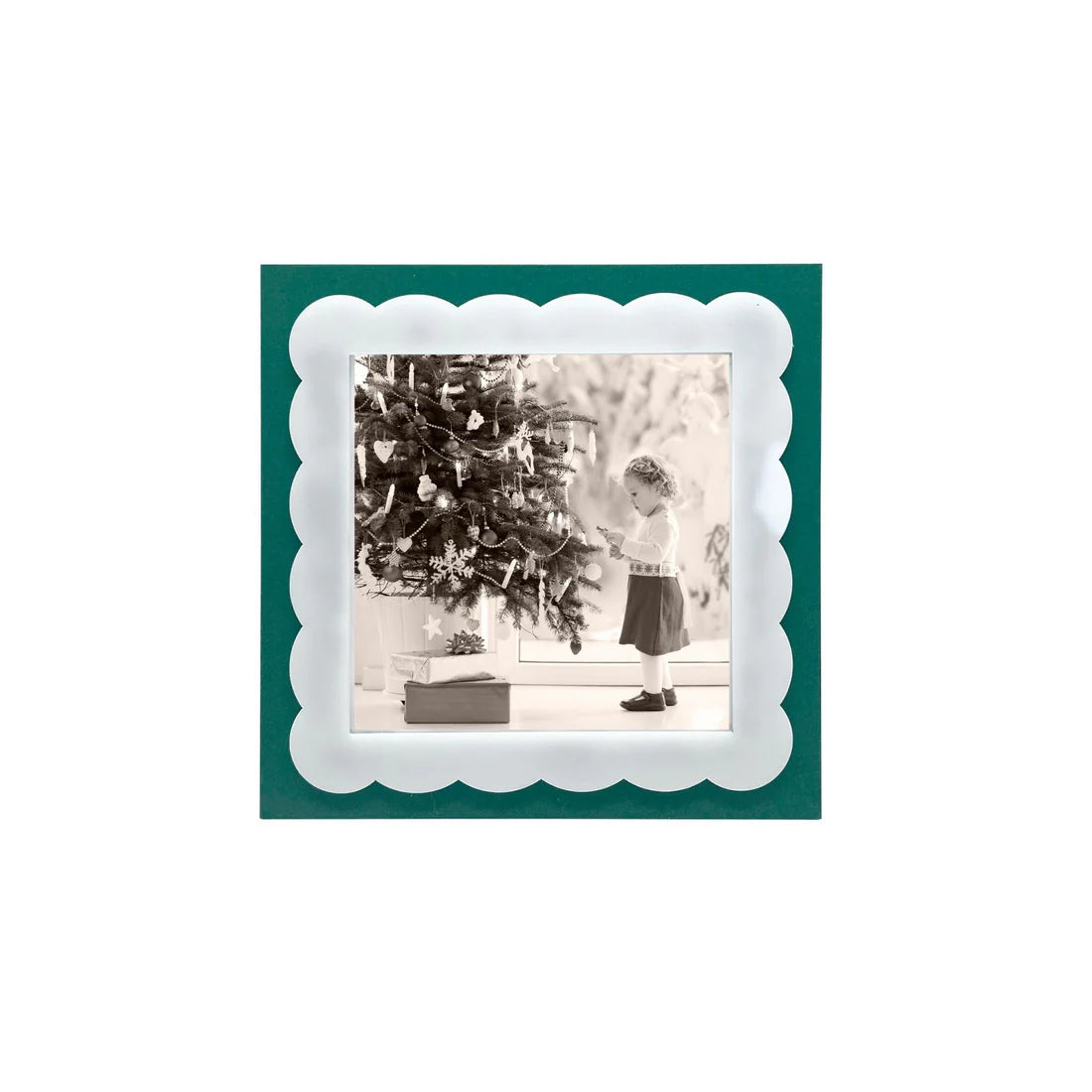 Mariposa Emerald and White Scallop Border 4x4 Frame